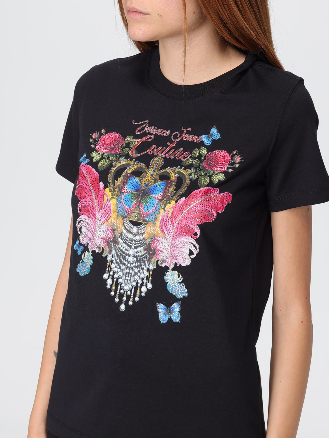 VERSACE JEANS COUTURE T-SHIRT: T-shirt woman Versace Jeans Couture, Black - Img 3
