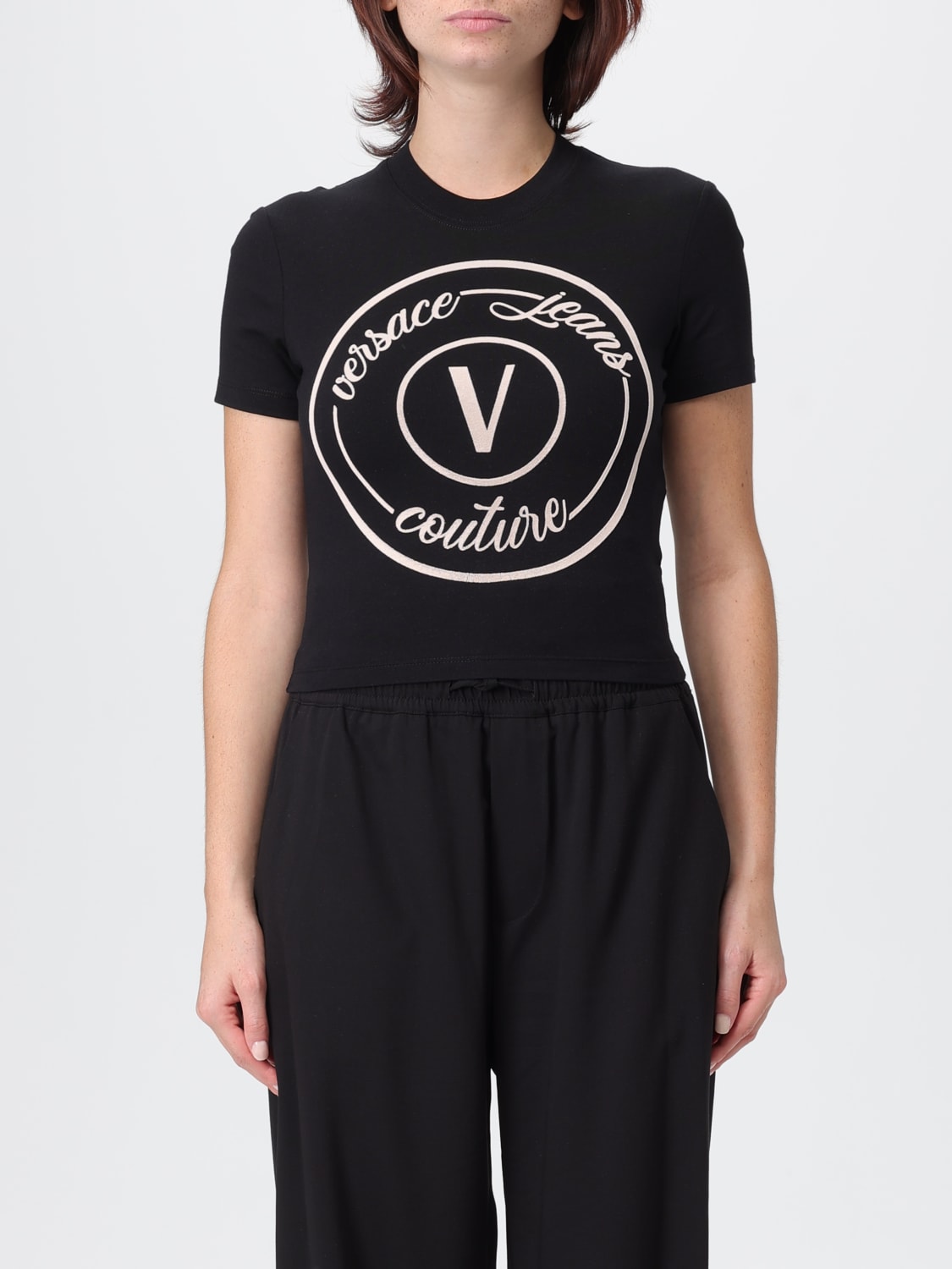 VERSACE JEANS COUTURE T-SHIRT: T-shirt woman Versace Jeans Couture, Black - Img 1