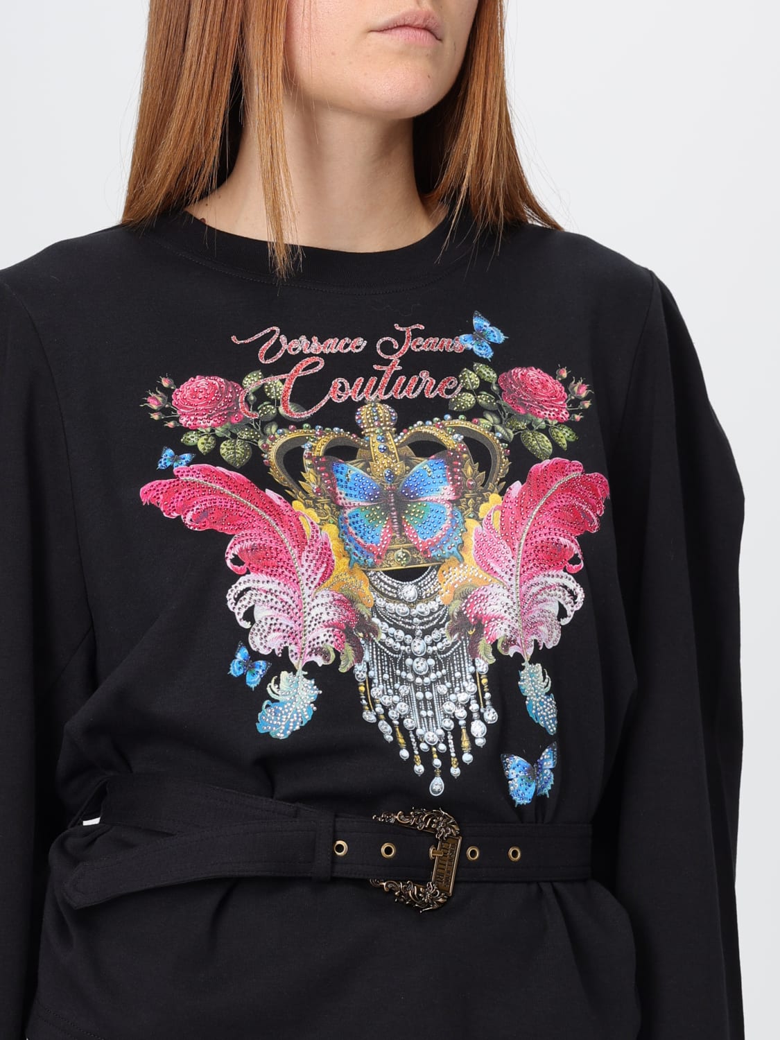 VERSACE JEANS COUTURE T-SHIRTS: T-shirt in cotone stampata Versace Jeans Couture, Nero - Img 3