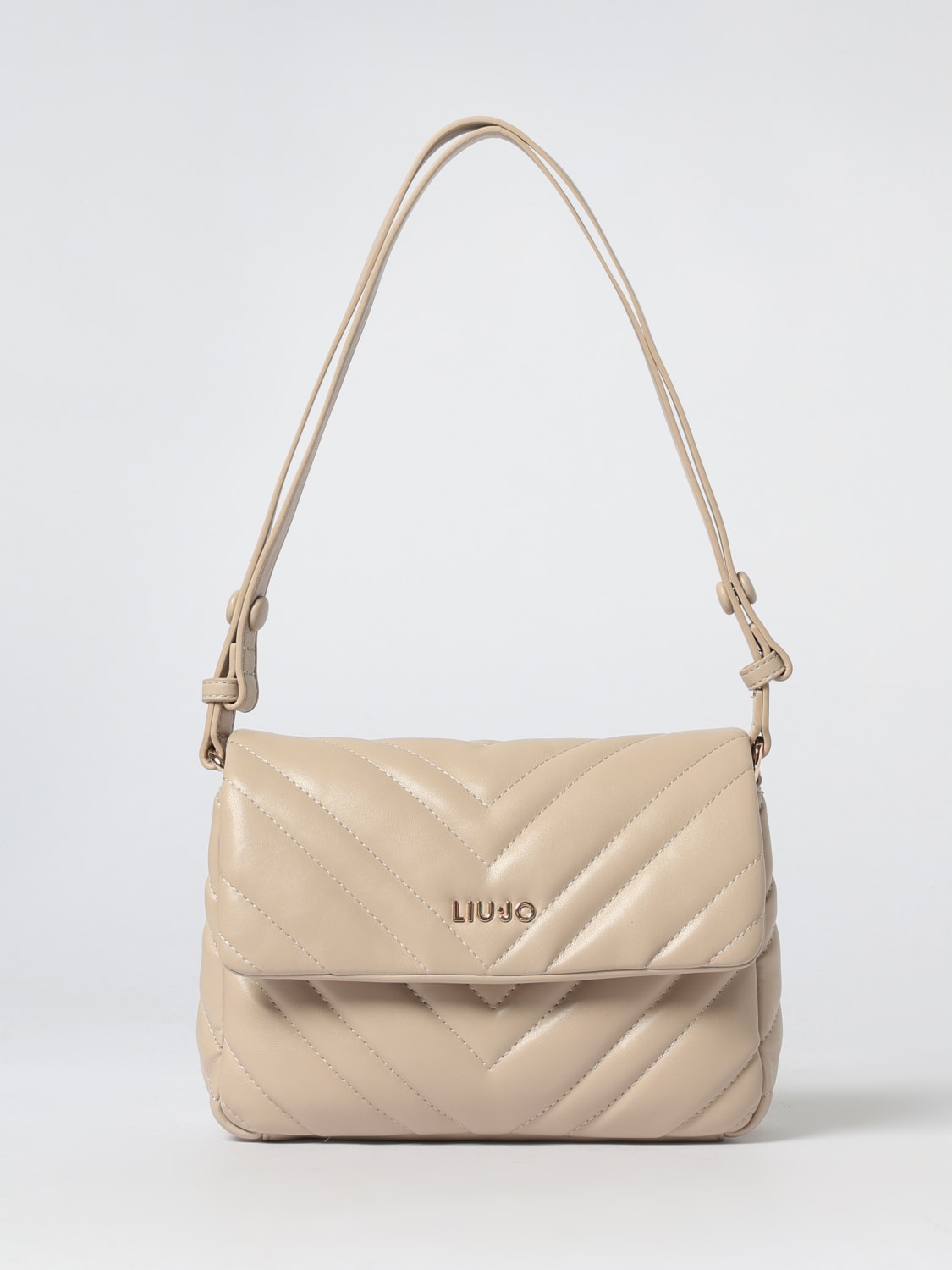 LIU JO BORSA A TRACOLLA: Borsa Liu Jo in pelle sintetica chevron , Bianco - Img 1
