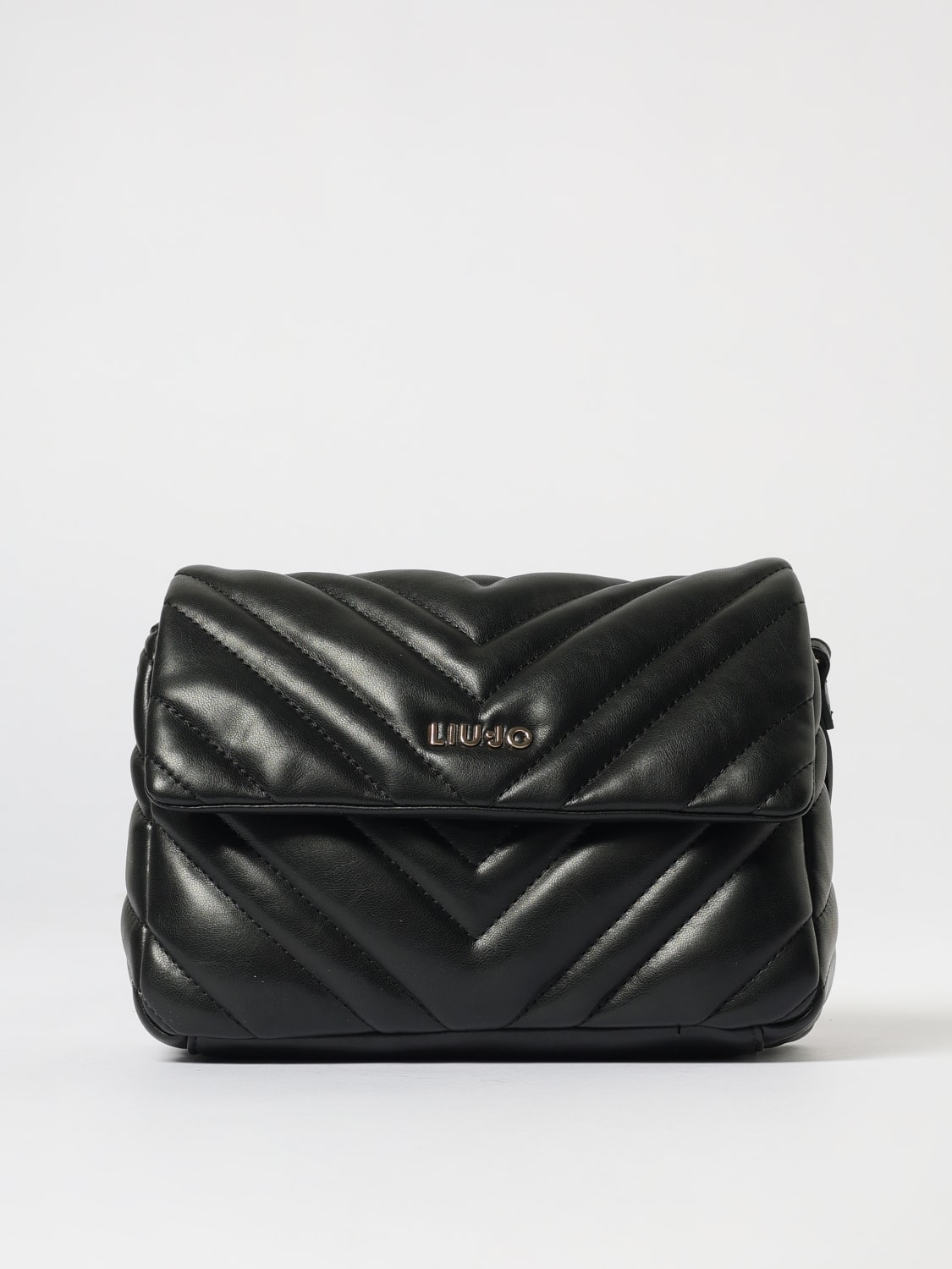 LIU JO BORSA A TRACOLLA: Borsa Liu Jo in pelle sintetica chevron , Nero - Img 1