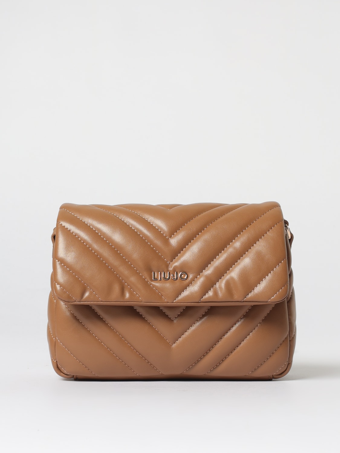 LIU JO BORSA A TRACOLLA: Borsa Liu Jo in pelle sintetica chevron , Marrone - Img 1