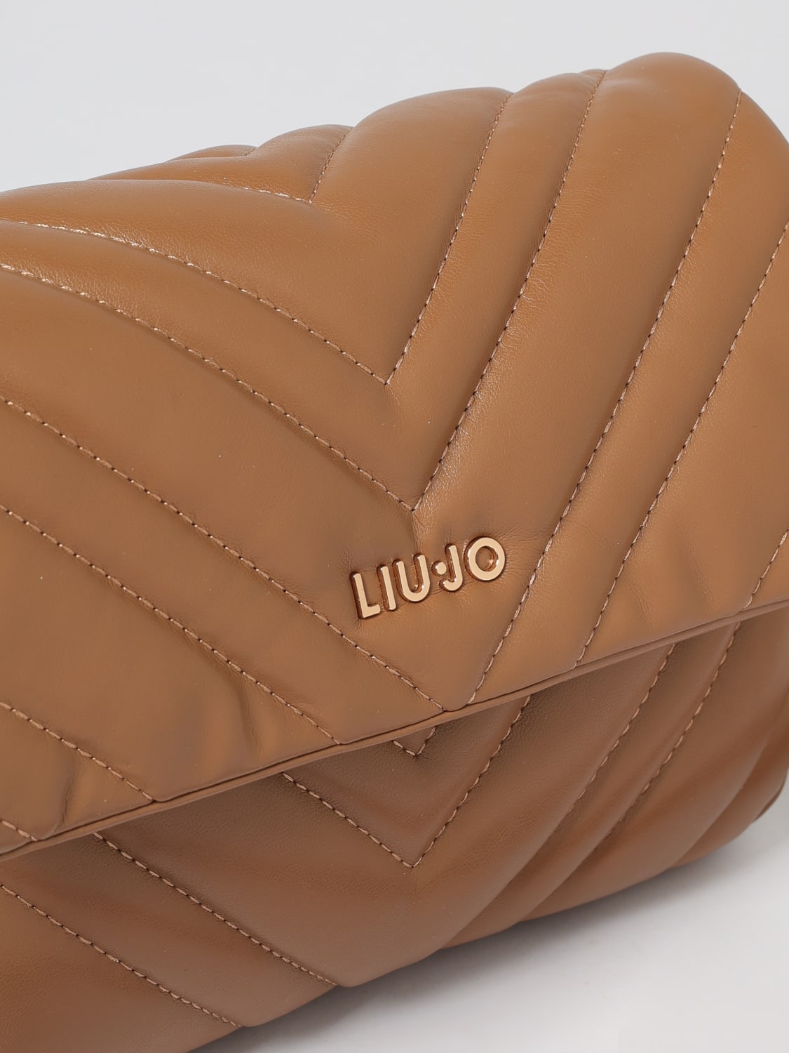 LIU JO BORSA A TRACOLLA: Borsa Liu Jo in pelle sintetica chevron , Marrone - Img 3