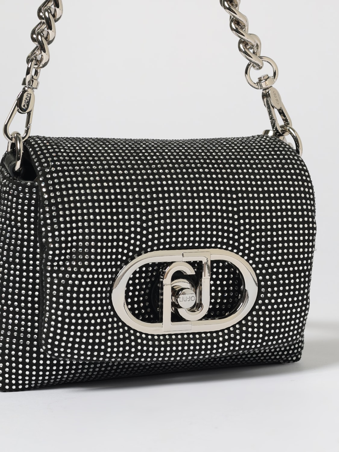 LIU JO BORSA MINI: Borsa Liu Jo in pelle sintetica con strass all over , Nero - Img 3