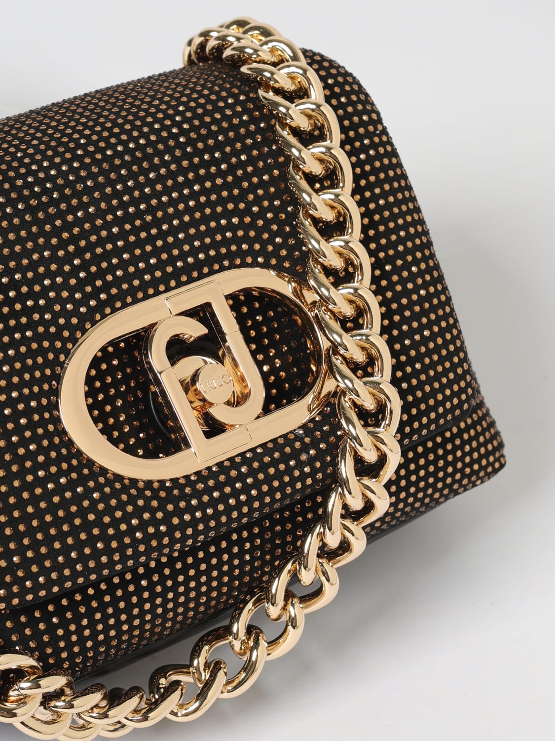 LIU JO BORSA MINI: Borsa Liu Jo in pelle sintetica con strass all over , Nero 1 - Img 3