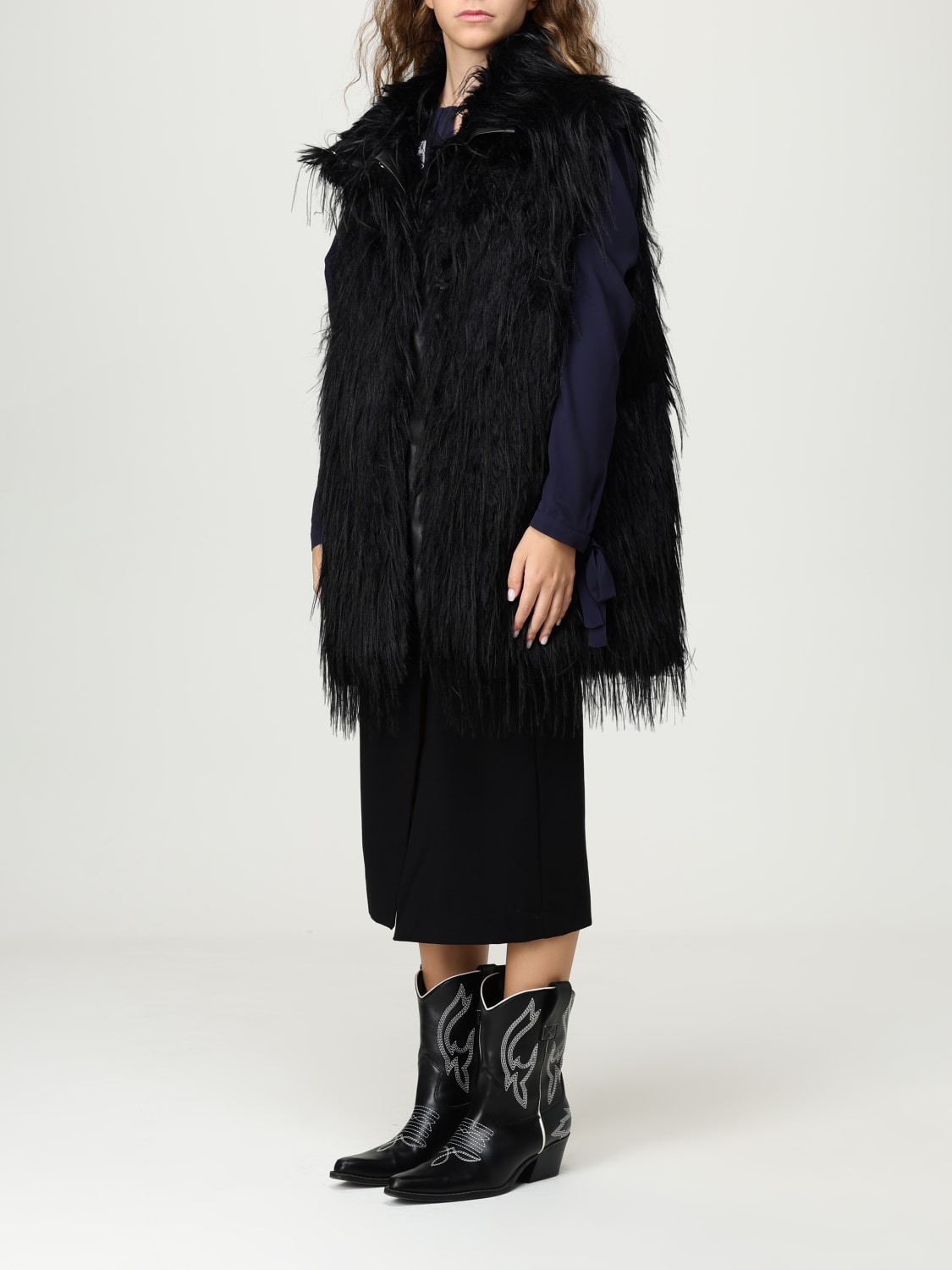 PINKO ABRIGO DE PIEL: Chaleco mujer Pinko, Negro - Img 3