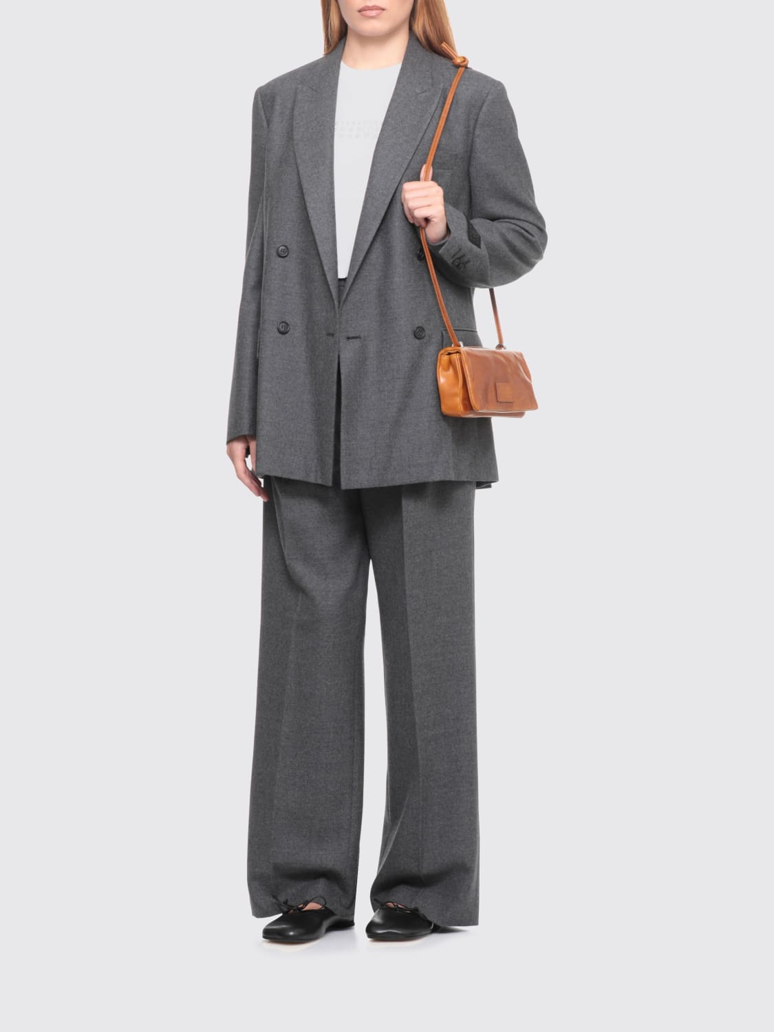 MM6 MAISON MARGIELA BORSA A TRACOLLA: Borsa Numeric MM6 Maison Margiela in pelle , Marrone - Img 2