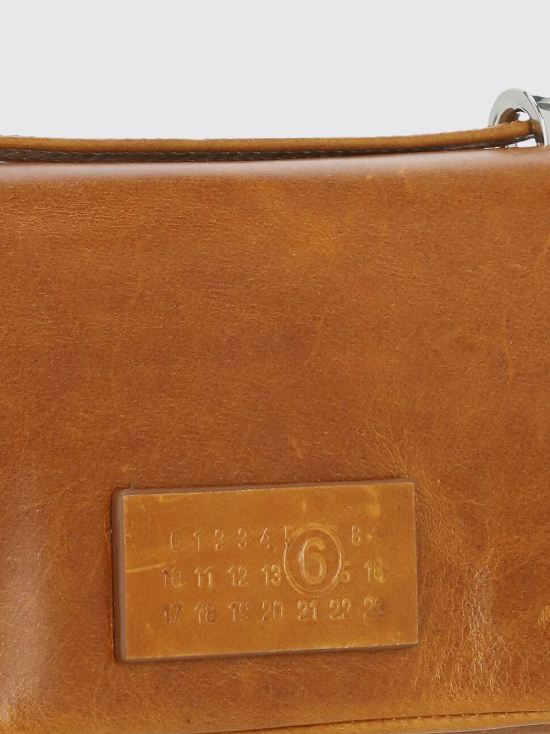 MM6 MAISON MARGIELA BORSA A TRACOLLA: Borsa Numeric MM6 Maison Margiela in pelle , Marrone - Img 4