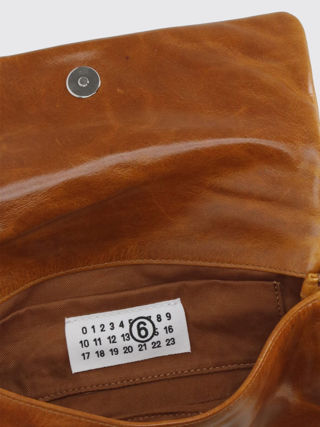 MM6 MAISON MARGIELA BORSA A TRACOLLA: Borsa Numeric MM6 Maison Margiela in pelle , Marrone - Img 5