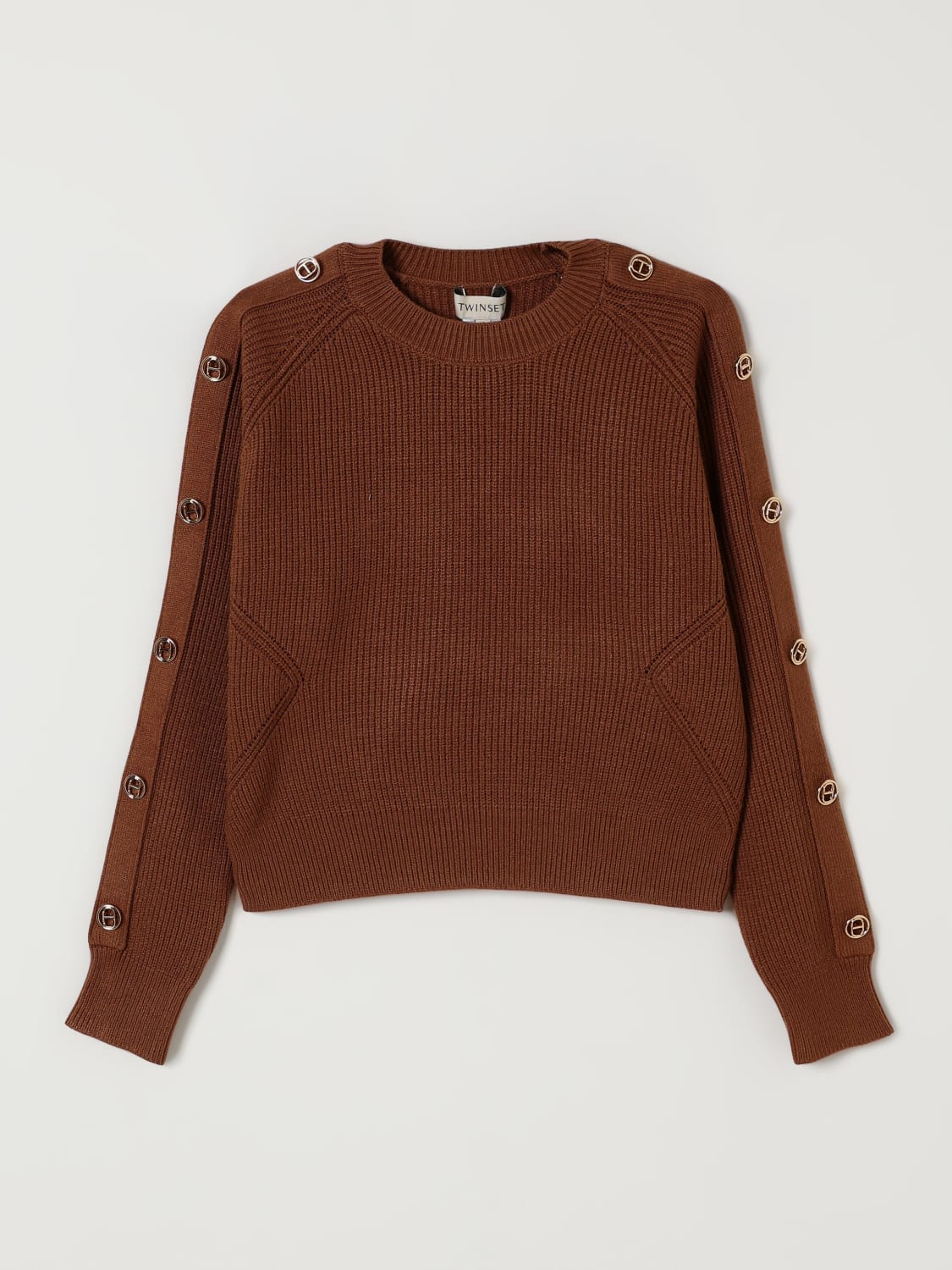 TWINSET MAGLIA: Maglia a girocollo in misto viscosa Twinset, Beige - Img 1