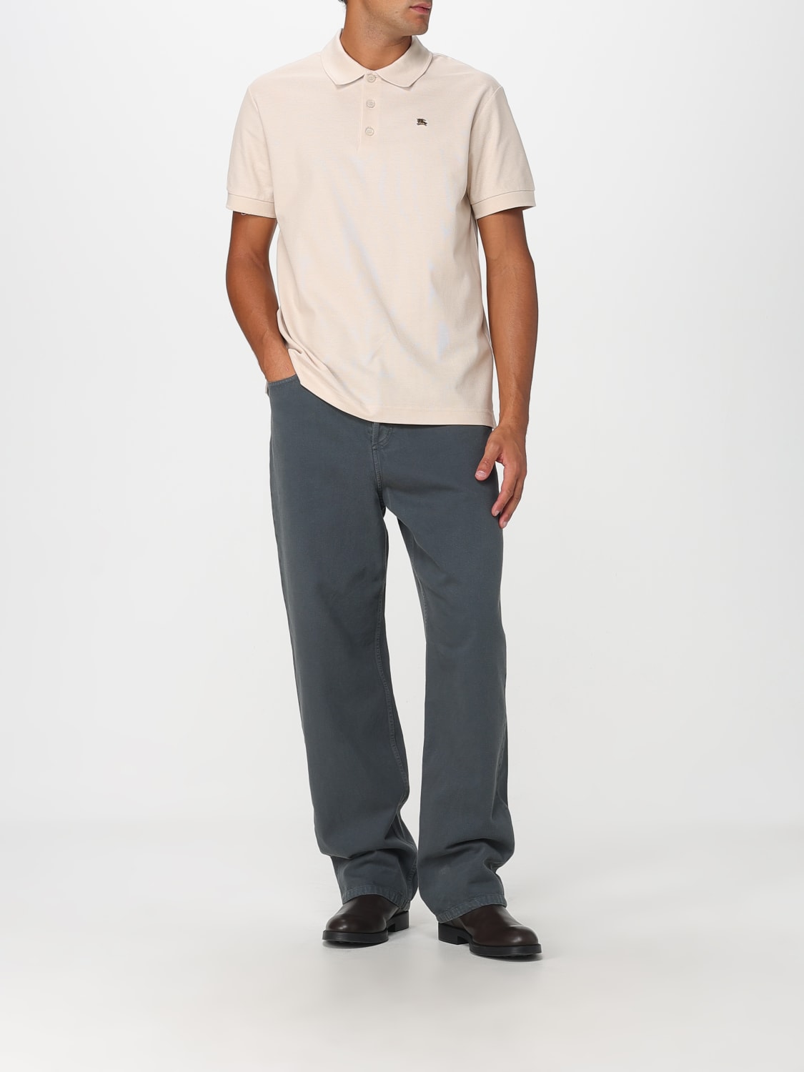 BURBERRY POLO SHIRT: Polo shirt men Burberry, Beige - Img 2