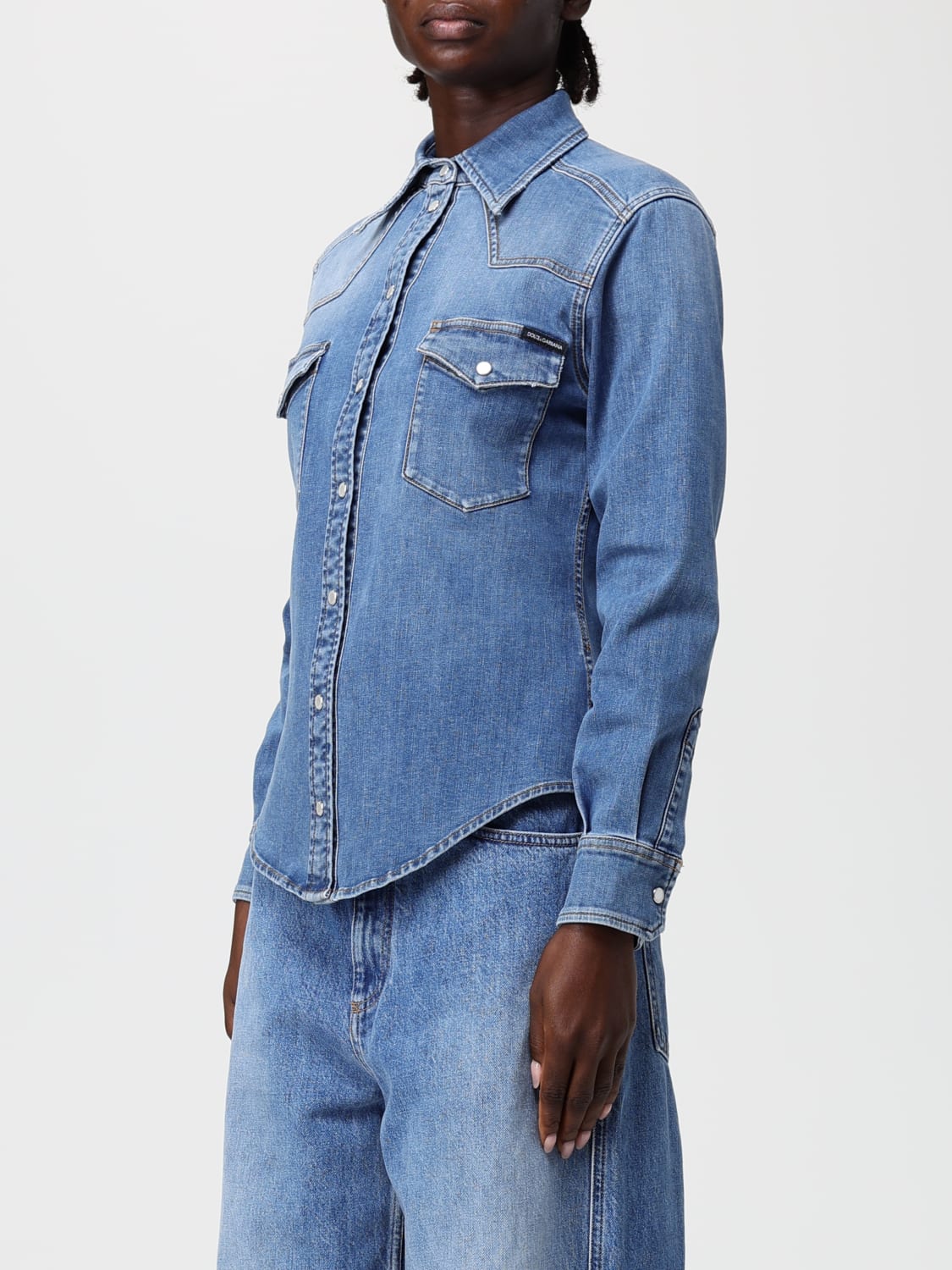 DOLCE & GABBANA CHEMISE: Top femme Dolce & Gabbana, Bleu - Img 3