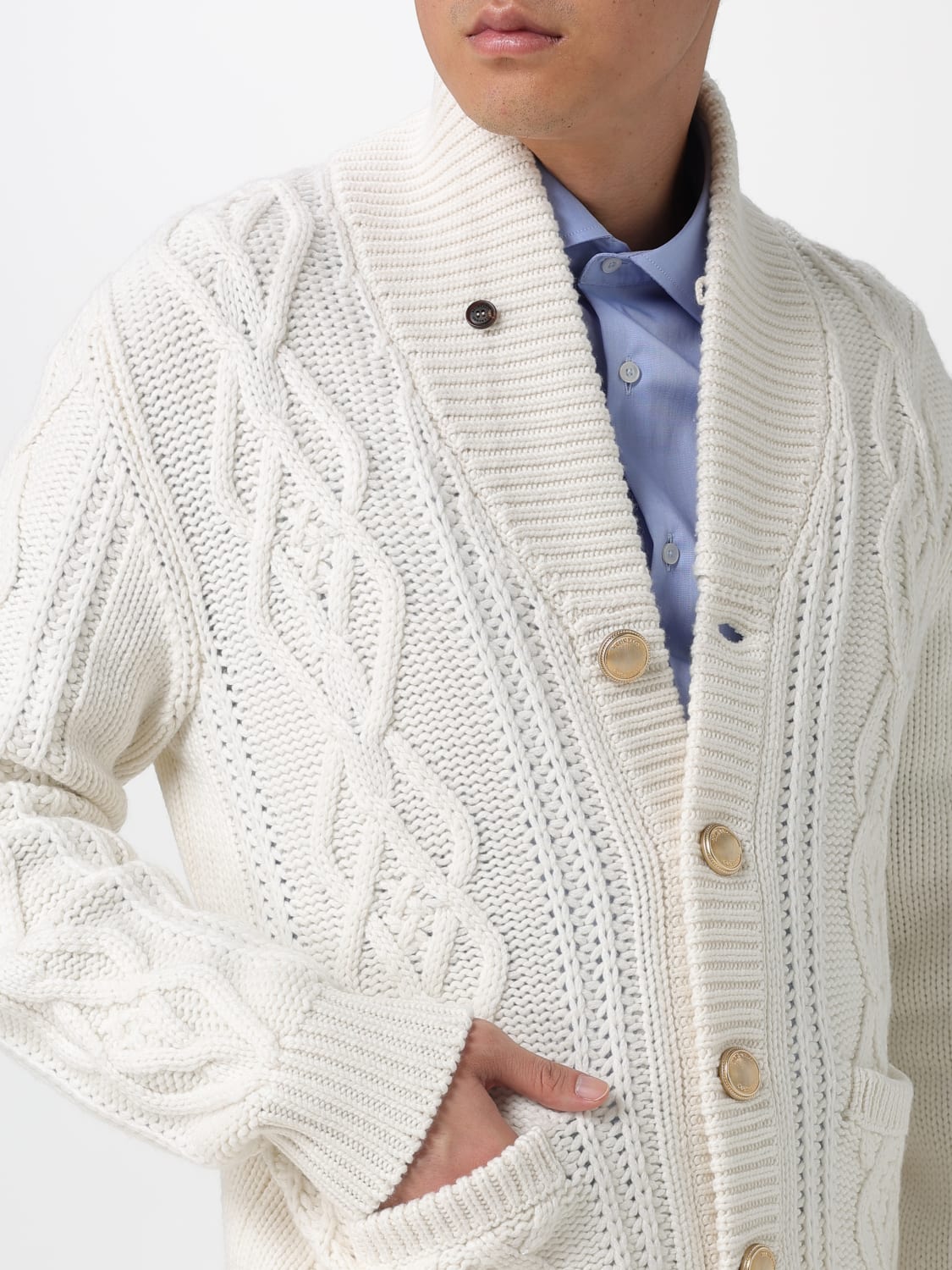 BRUNELLO CUCINELLI SWEATER: Cardigan men Brunello Cucinelli, White - Img 5