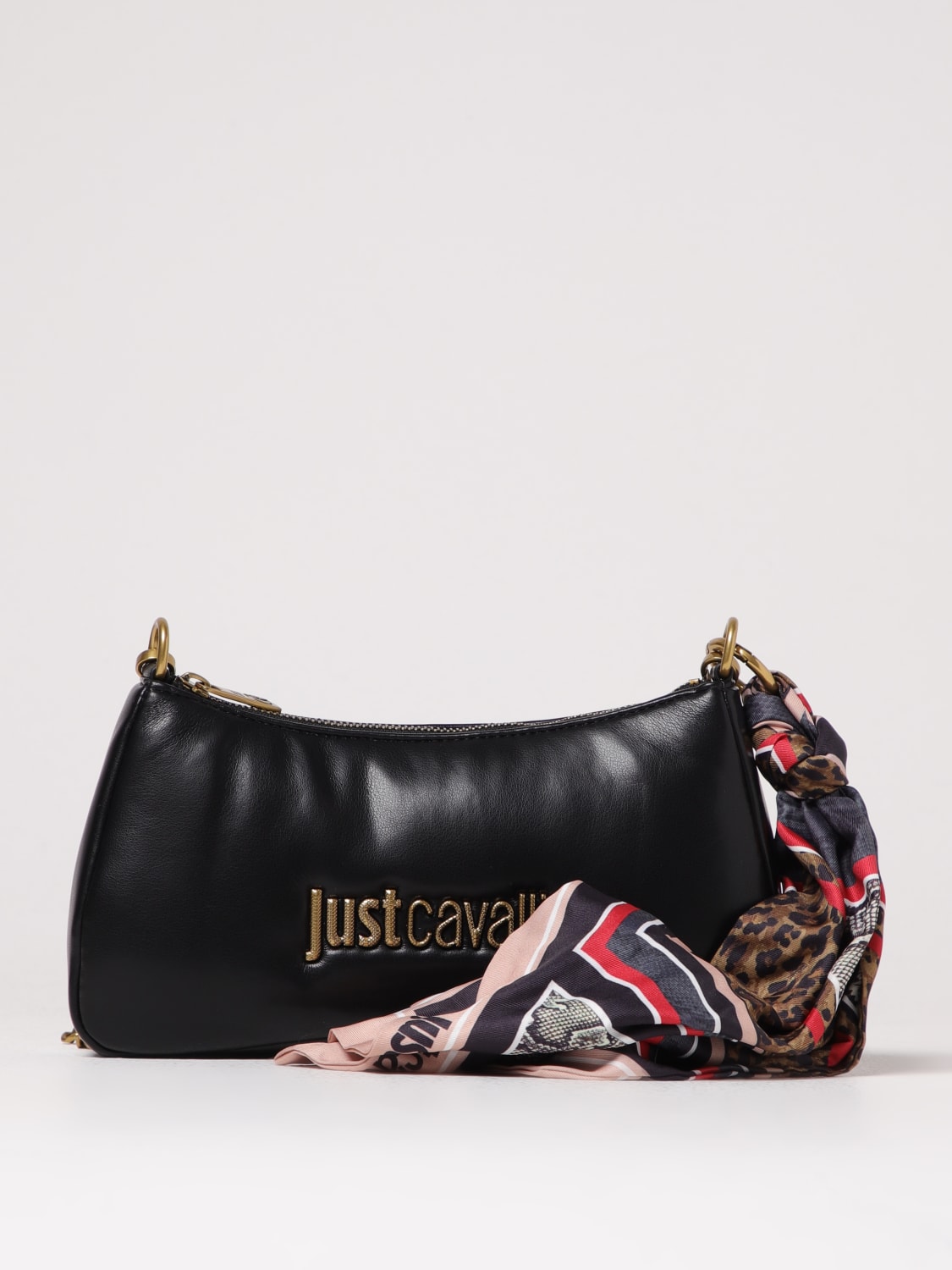 JUST CAVALLI BORSA A SPALLA: Borsa Just Cavalli in pelle sintetica con foulard , Nero - Img 1