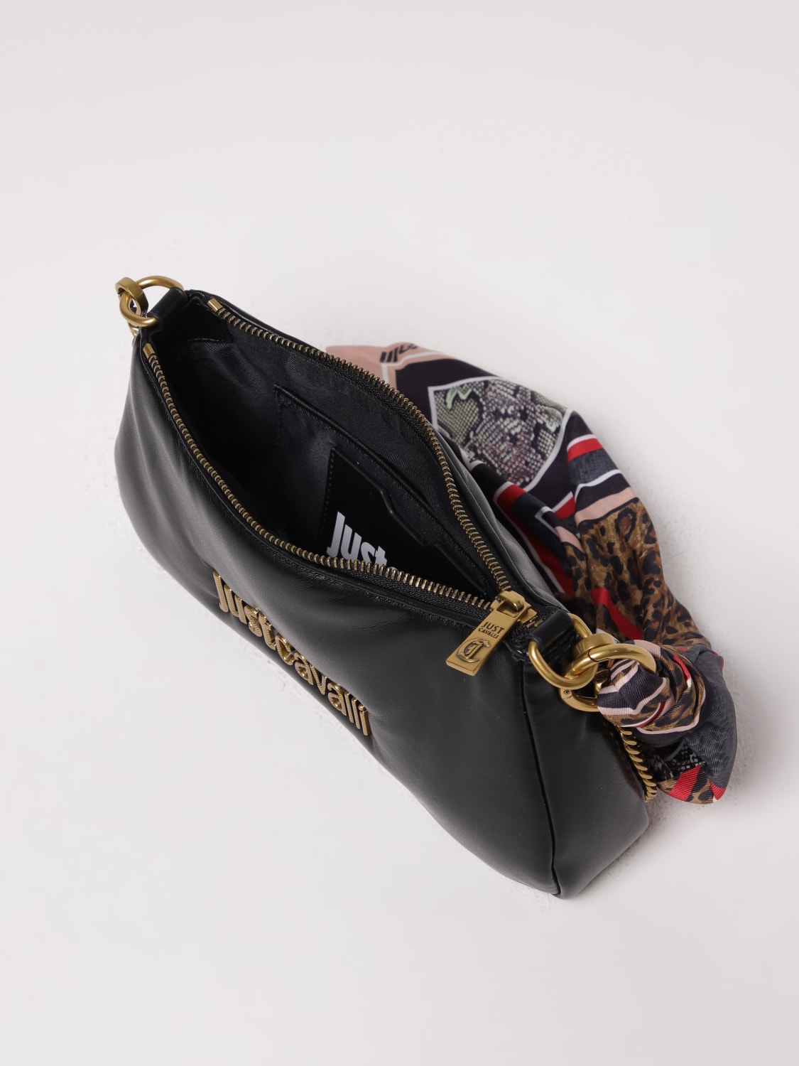 JUST CAVALLI BORSA A SPALLA: Borsa Just Cavalli in pelle sintetica con foulard , Nero - Img 3