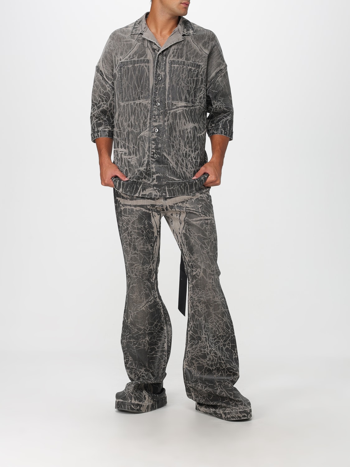 RICK OWENS DRKSHDW シャツ: シャツ メンズ Rick Owens Drkshdw, グレー - Img 2