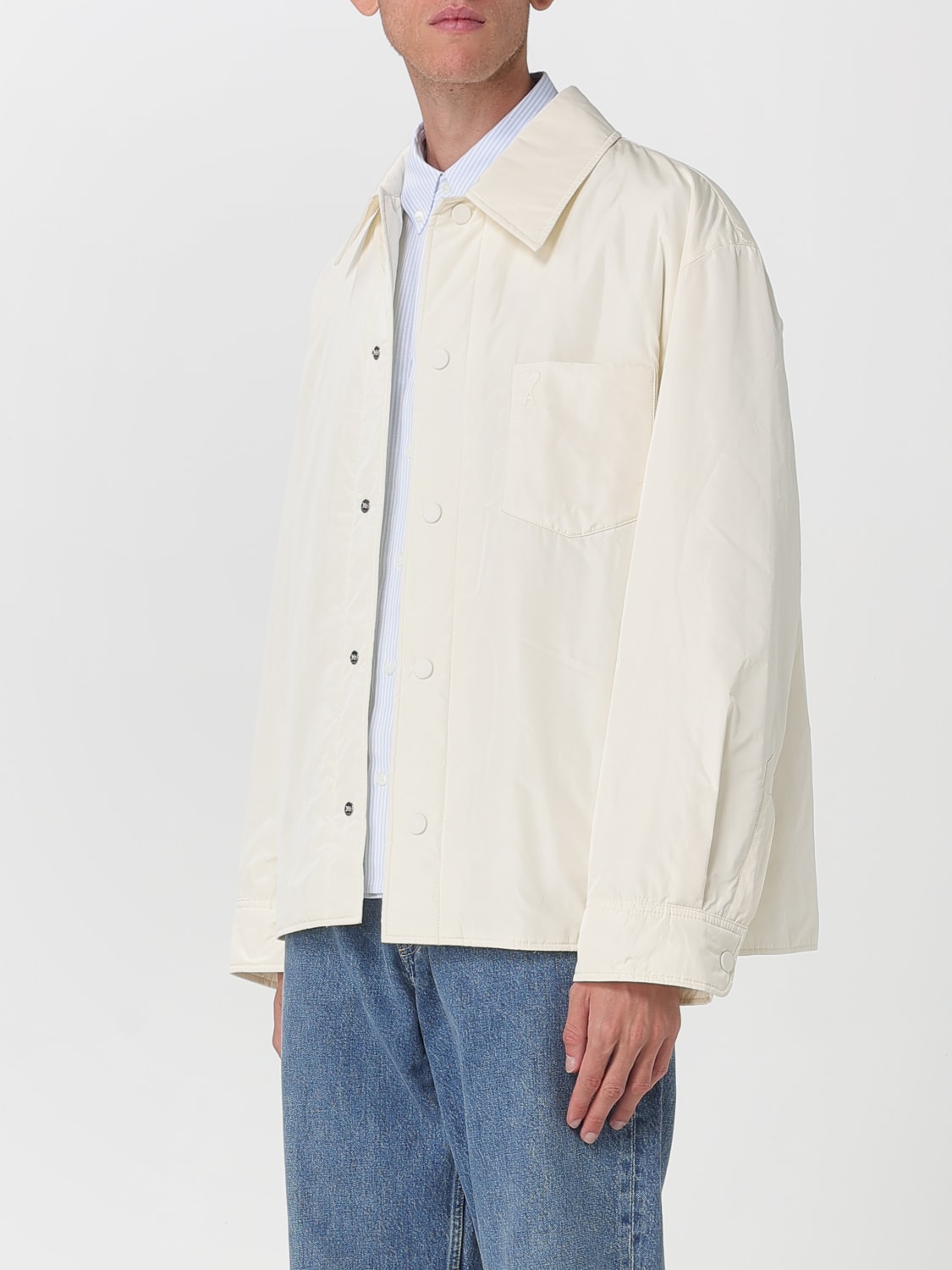 AMI PARIS GIACCA: Overshirt Ami Paris in nylon , Bianco - Img 4