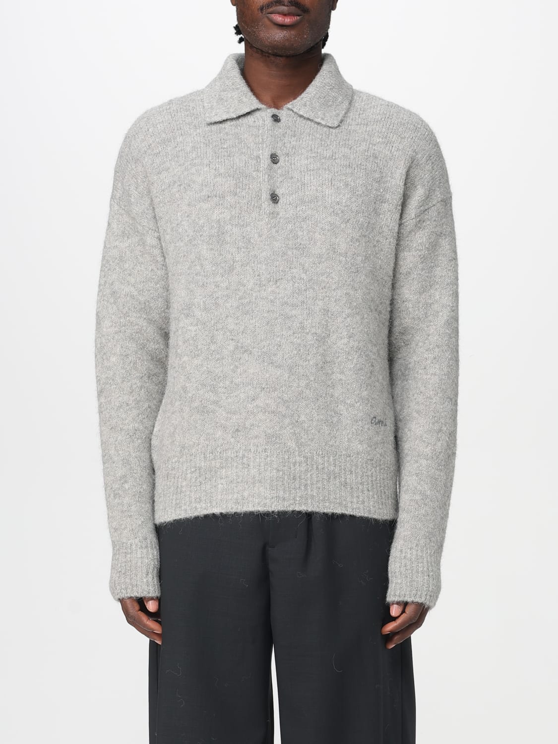 AMI PARIS POLO: Polo herren Ami Paris, Grau - Img 1