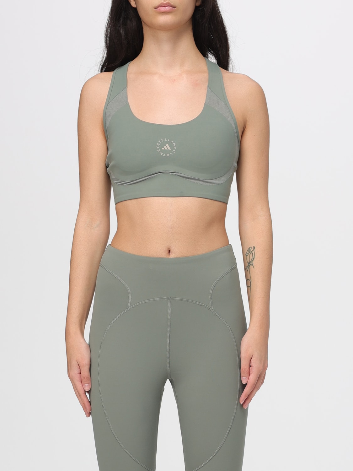 ADIDAS BY STELLA MCCARTNEY TOP: Top crop Power Impact Training Bra Medium Support Adidas by Stella McCartney, Verde - Img 1