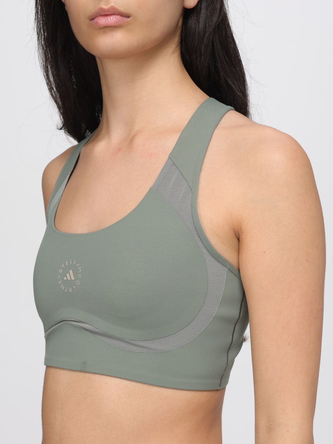 ADIDAS BY STELLA MCCARTNEY TOP: Top crop Power Impact Training Bra Medium Support Adidas by Stella McCartney, Verde - Img 4