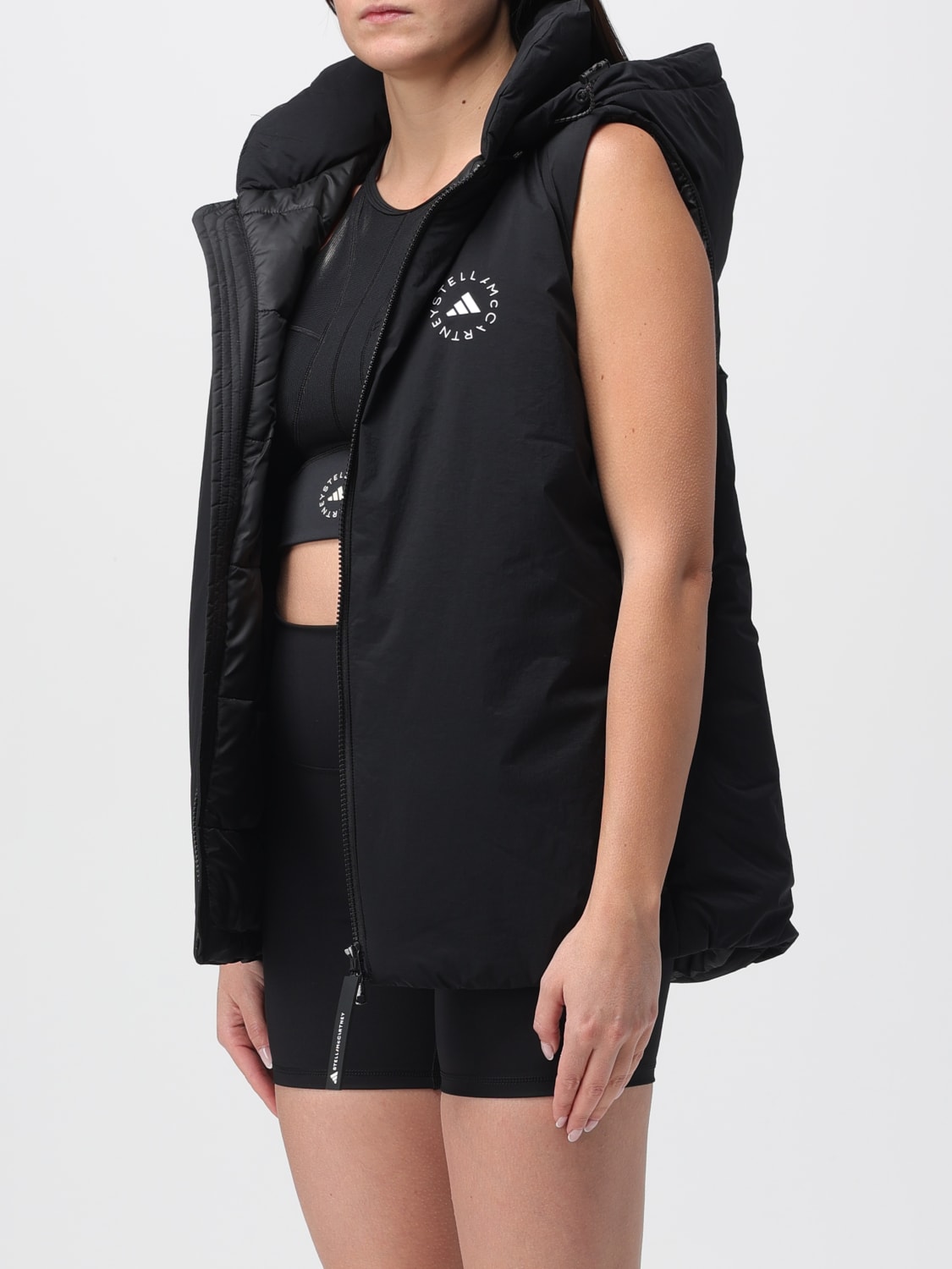 ADIDAS BY STELLA MCCARTNEY GILET: Gilet Adidas by Stella McCartney con cappuccio, Nero - Img 4