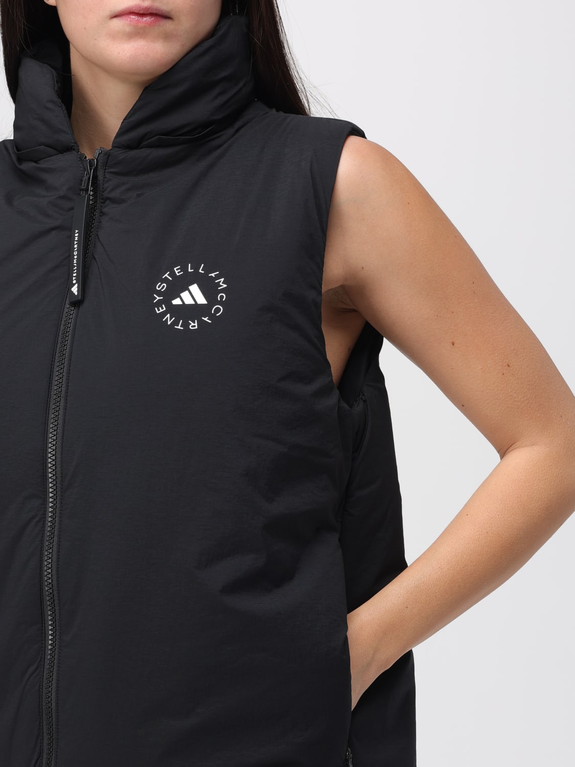 ADIDAS BY STELLA MCCARTNEY GILET: Gilet Adidas by Stella McCartney con cappuccio, Nero - Img 5