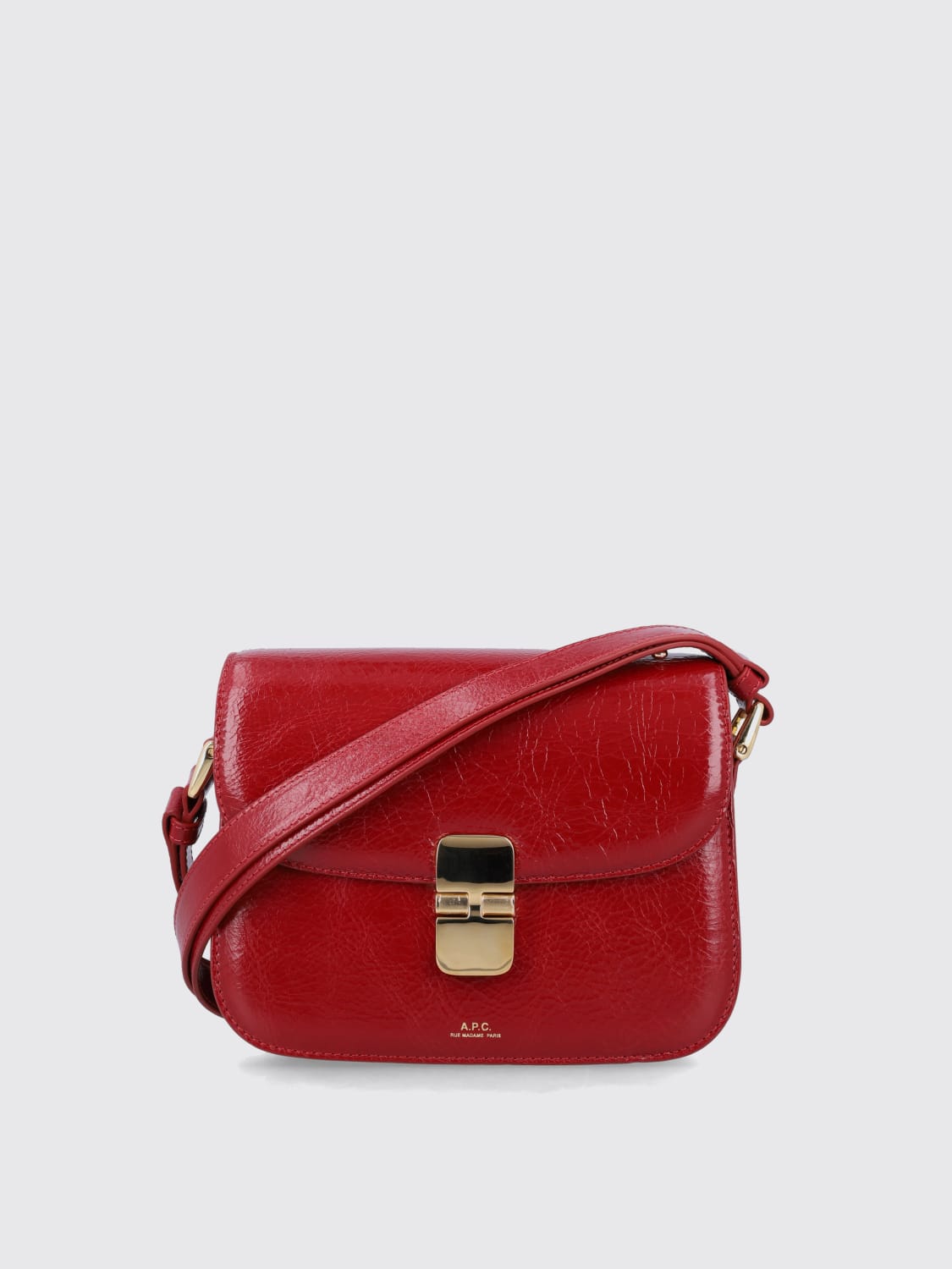 A.P.C. BORSA MINI: Borsa Small Grace A.P.C. in pelle cracklè , Rosso - Img 1