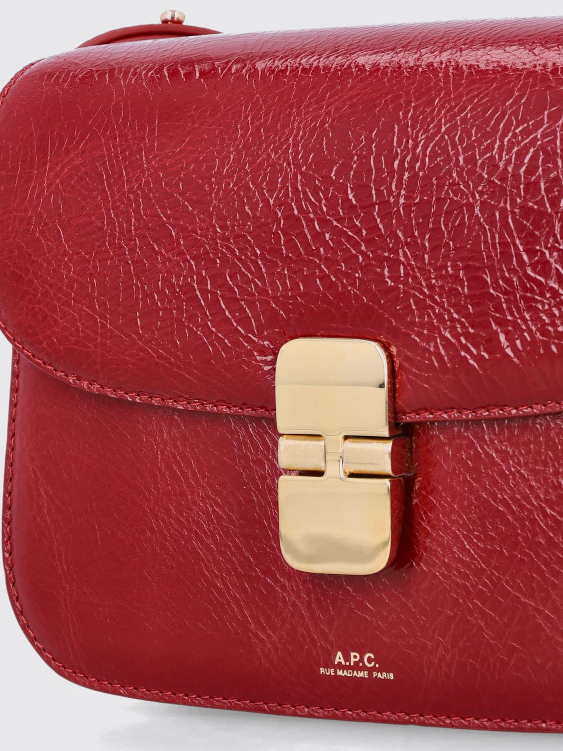 A.P.C. BORSA MINI: Borsa Small Grace A.P.C. in pelle cracklè , Rosso - Img 3