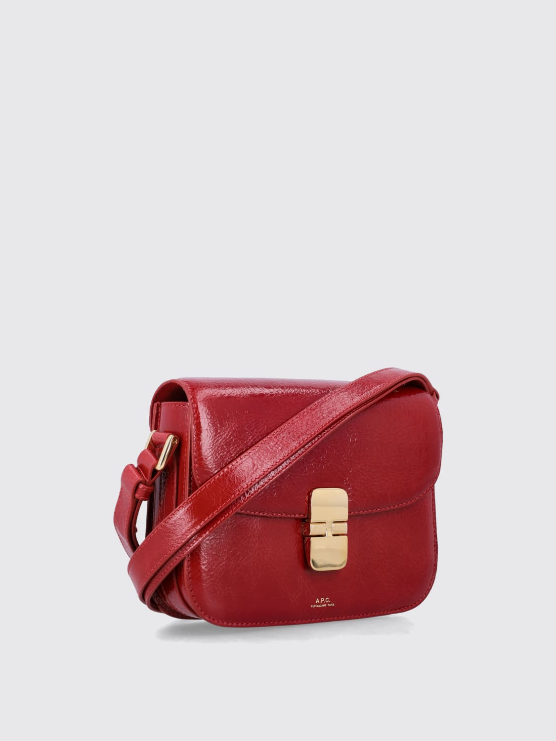 A.P.C. BORSA MINI: Borsa Small Grace A.P.C. in pelle cracklè , Rosso - Img 4