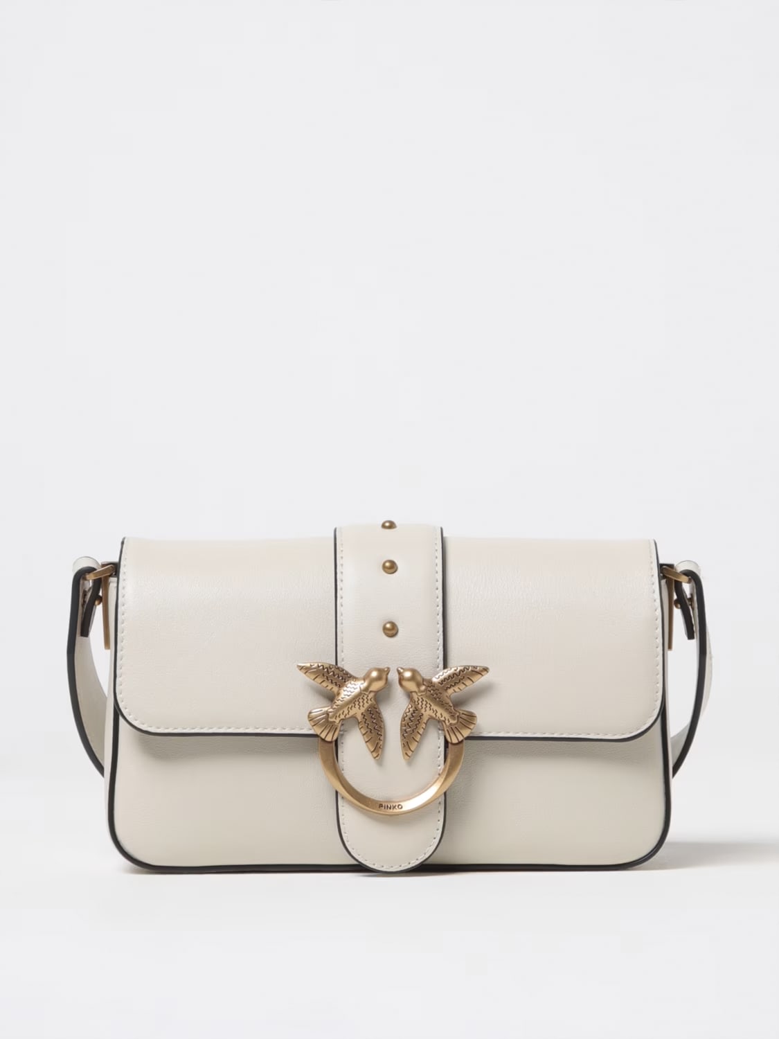 PINKO BORSA A TRACOLLA: Borsa Love One Mini Pinko in pelle , Bianco - Img 1