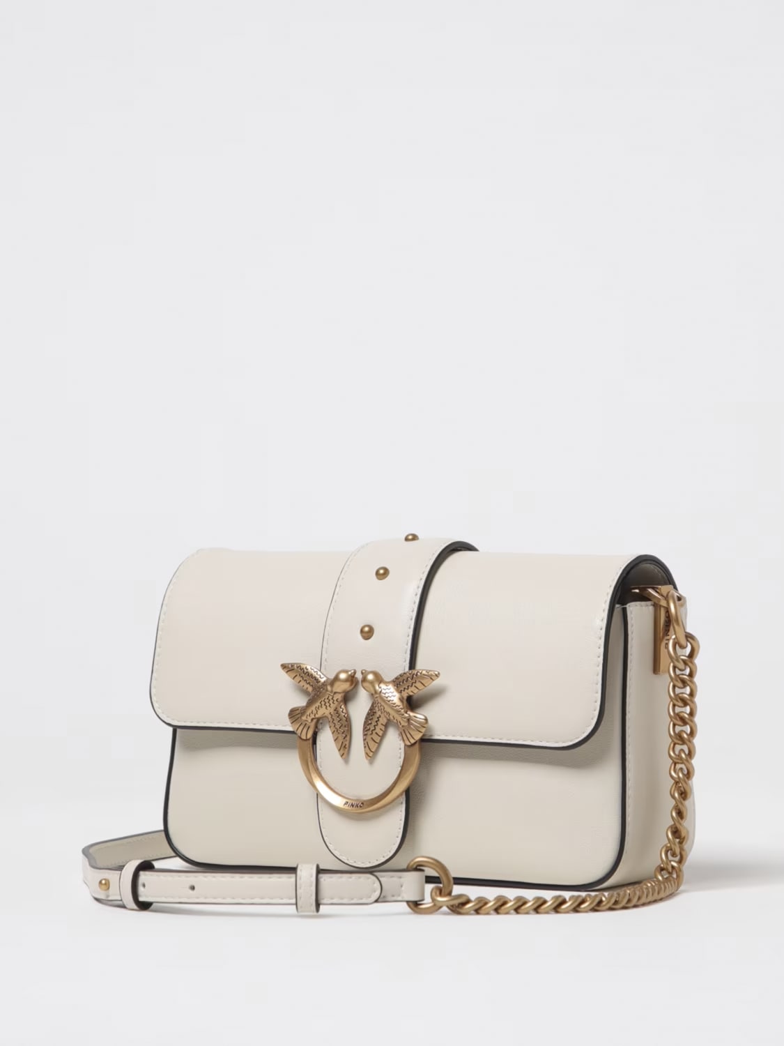 PINKO BORSA A TRACOLLA: Borsa Love One Mini Pinko in pelle , Bianco - Img 3