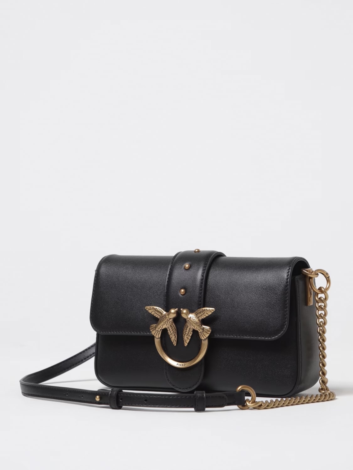 PINKO BORSA A TRACOLLA: Borsa Love One Mini Pinko in pelle , Nero - Img 3