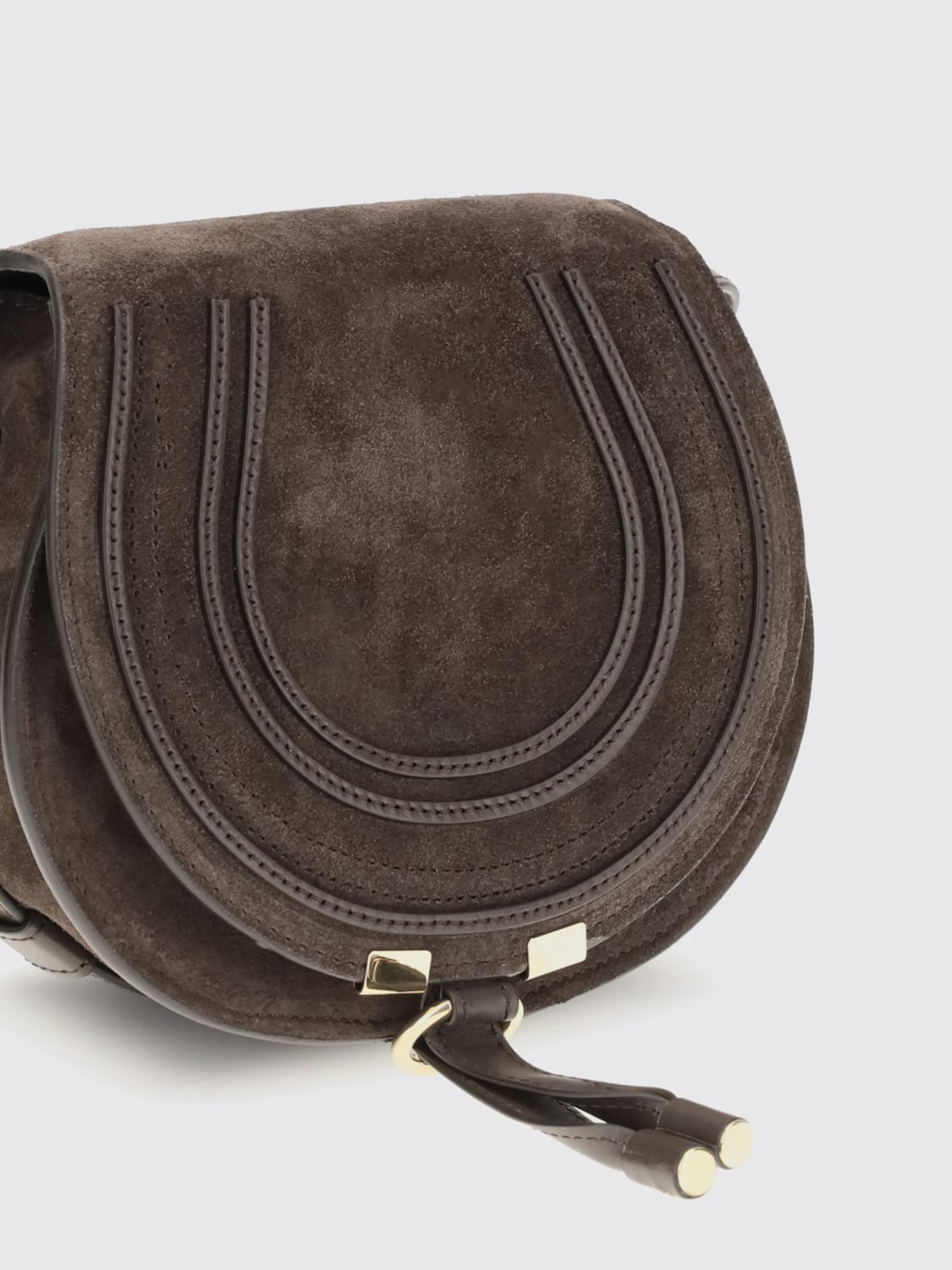 CHLOÉ BORSA A TRACOLLA: Borsa Marcie Small Saddle in suede Chloé, Marrone - Img 3