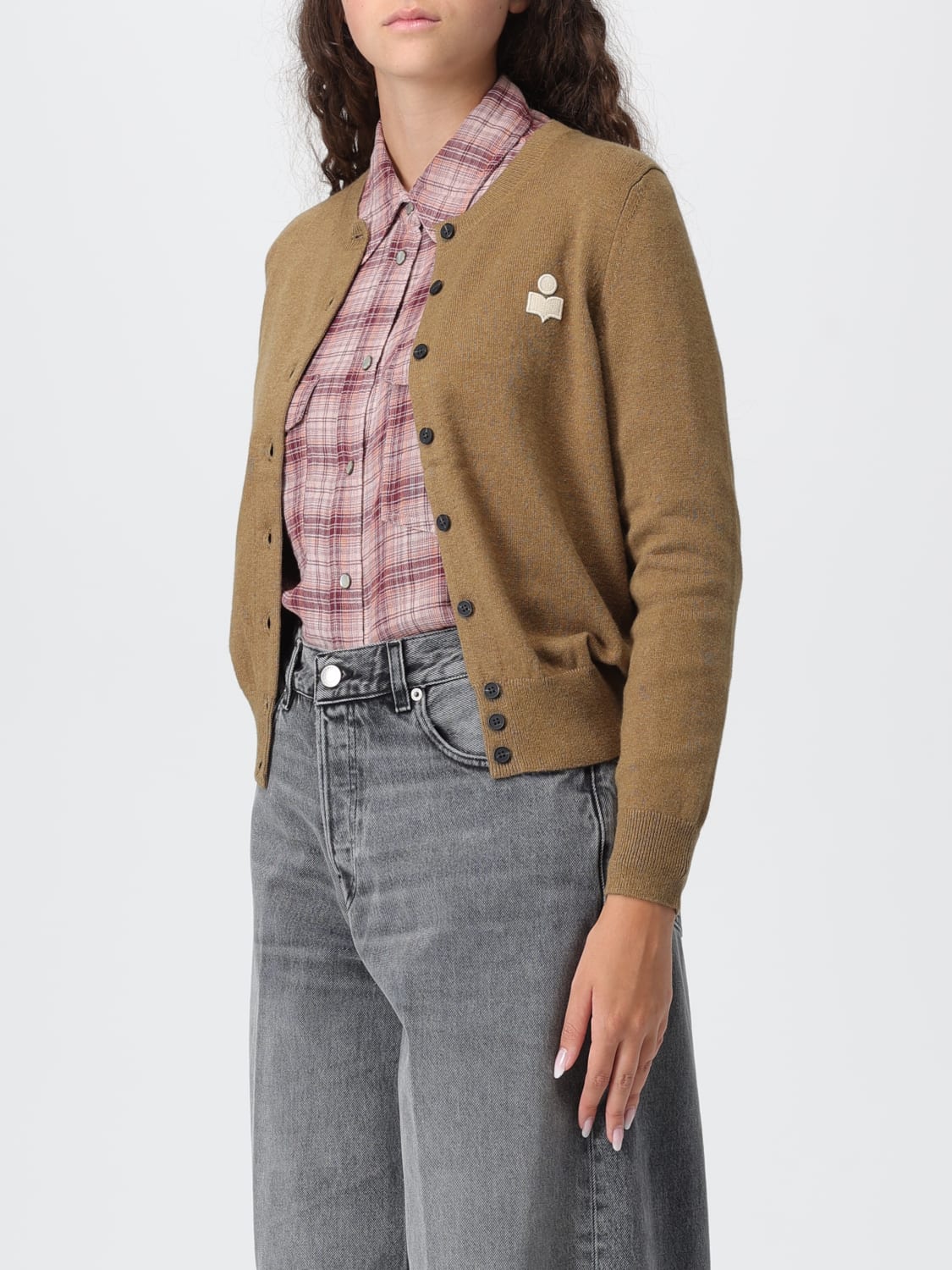 ISABEL MARANT ETOILE MAGLIA: Cardigan Isabel Marant Etoile in misto lana , Kaki - Img 4