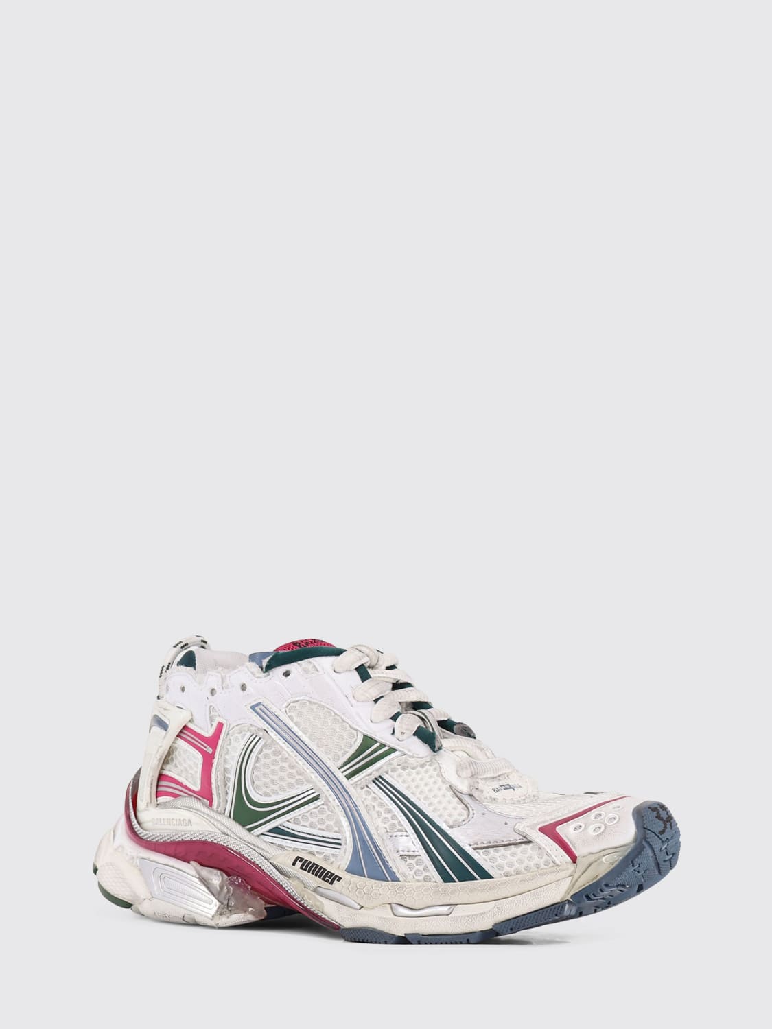 BALENCIAGA SNEAKERS: Sneakers Runner Balenciaga in mesh e gomma used , Bianco - Img 2