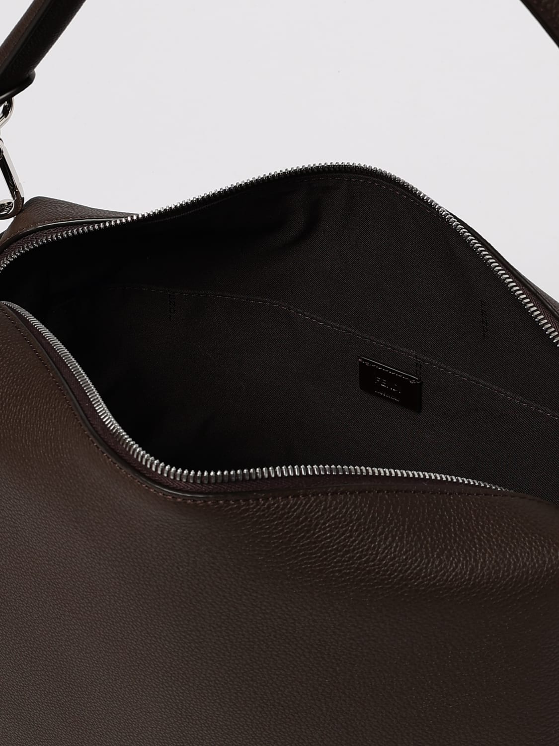 FENDI BORSA A TRACOLLA: Borsa Lui Large Fendi in pelle a grana , Marrone - Img 5