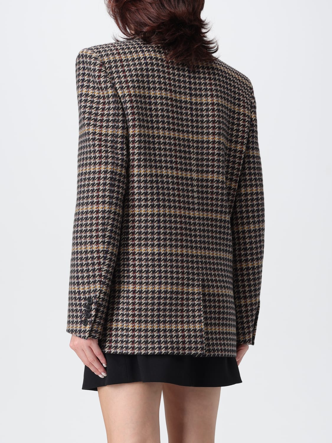 SAINT LAURENT GIACCA: Blazer a doppiopetto in lana pied-de-poule Saint Laurent, Nero - Img 3