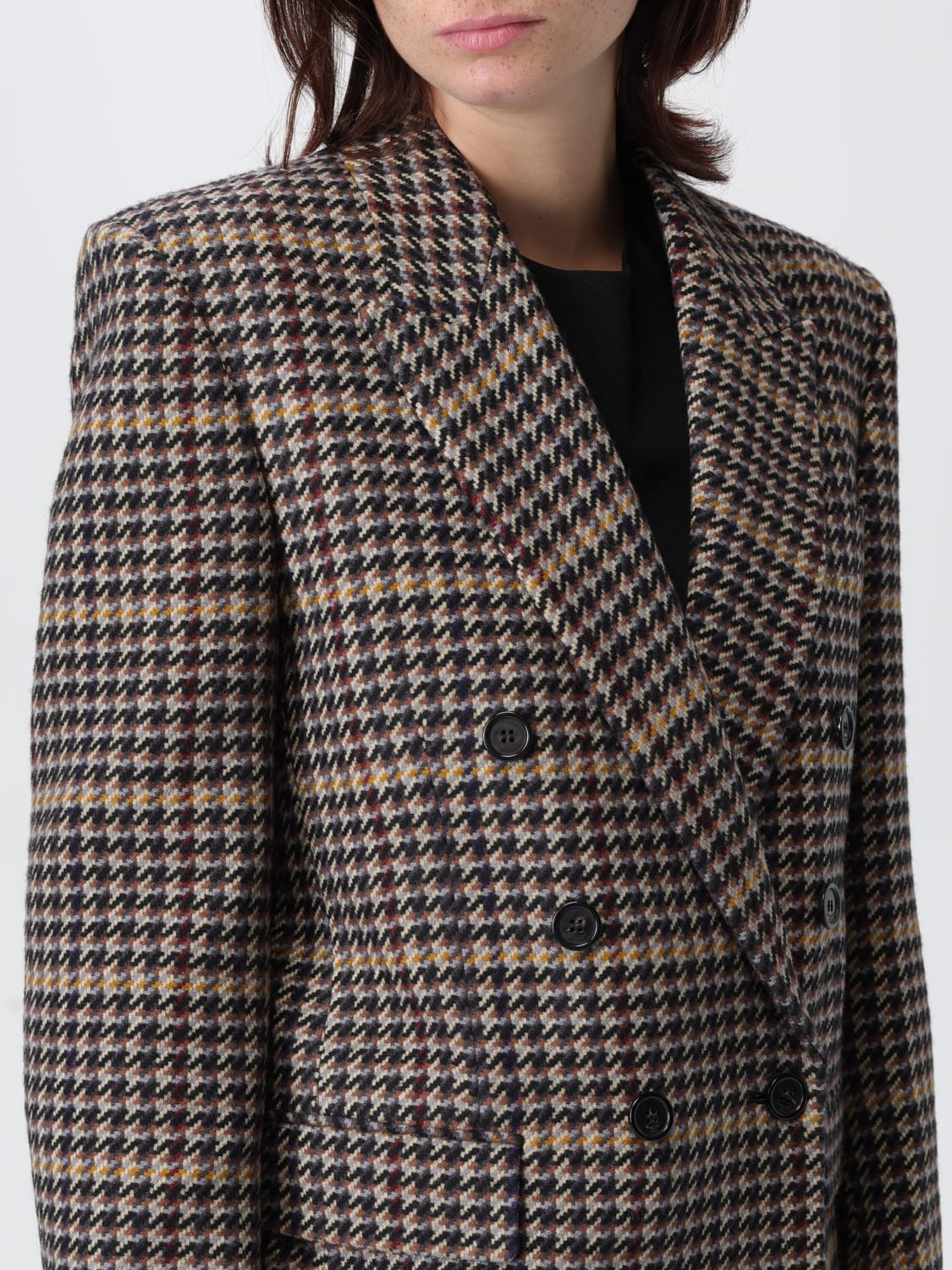 SAINT LAURENT GIACCA: Blazer a doppiopetto in lana pied-de-poule Saint Laurent, Nero - Img 5