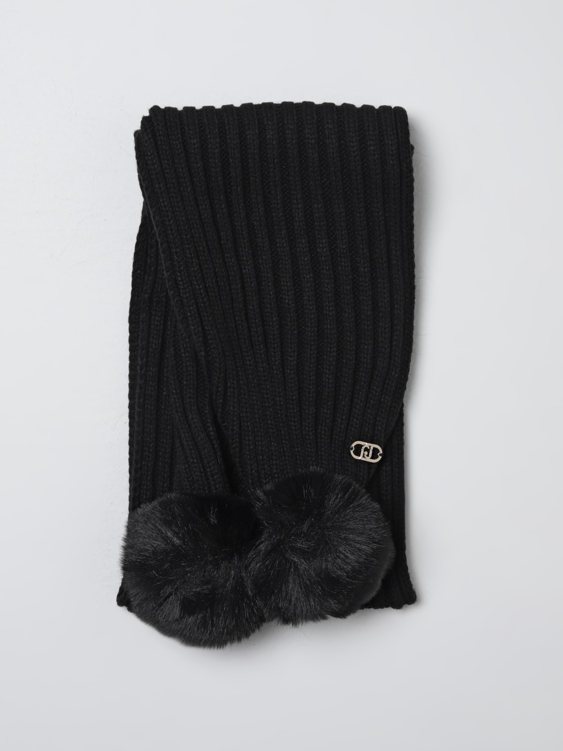 LIU JO SCIARPA: Sciarpa Liu Jo in maglia a coste con pompon , Nero - Img 1