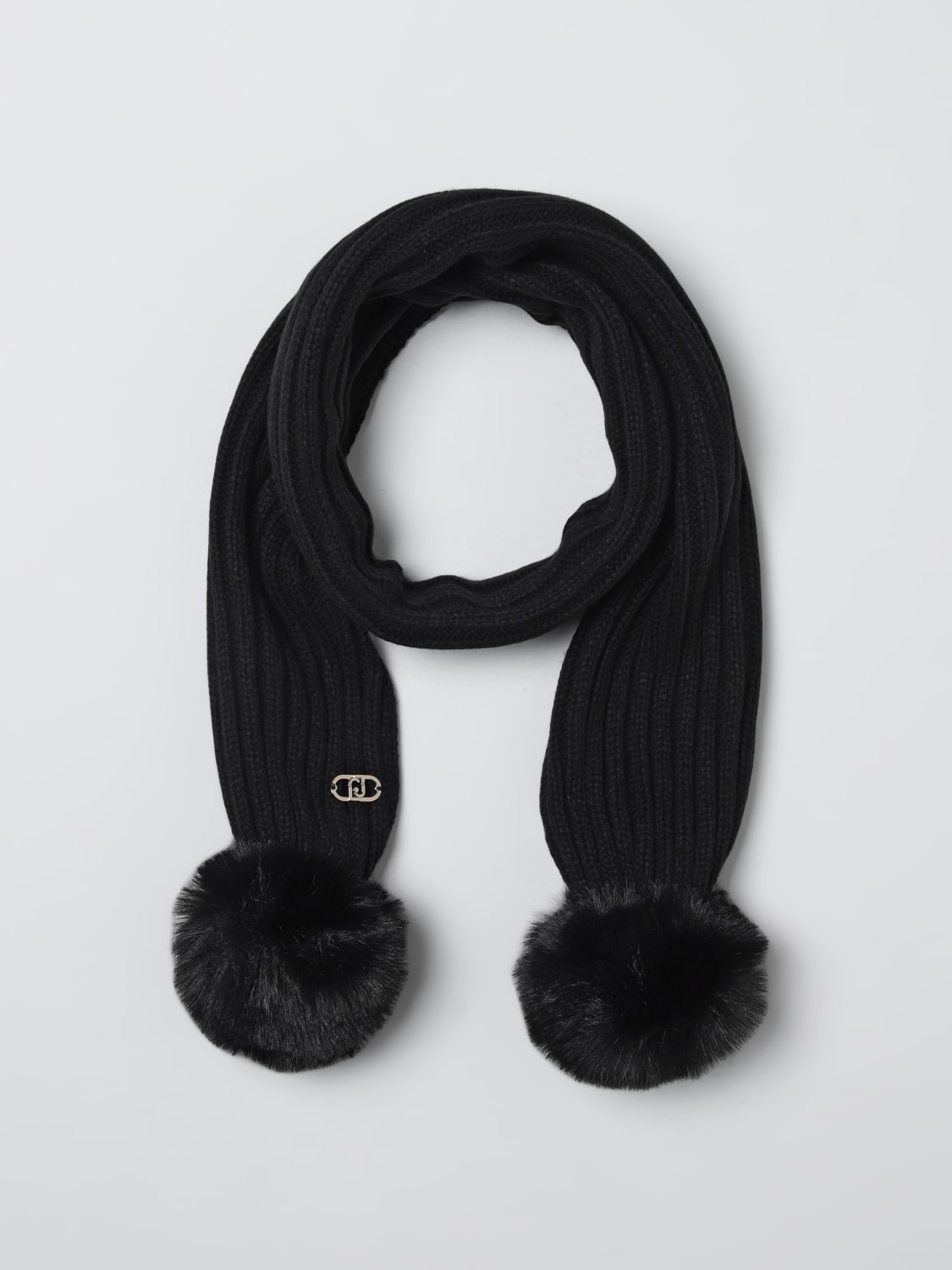 LIU JO SCIARPA: Sciarpa Liu Jo in maglia a coste con pompon , Nero - Img 2