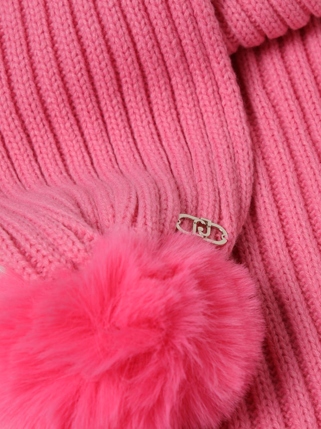 LIU JO SCIARPA: Sciarpa Liu Jo in maglia a coste con pompon , Rosa - Img 3