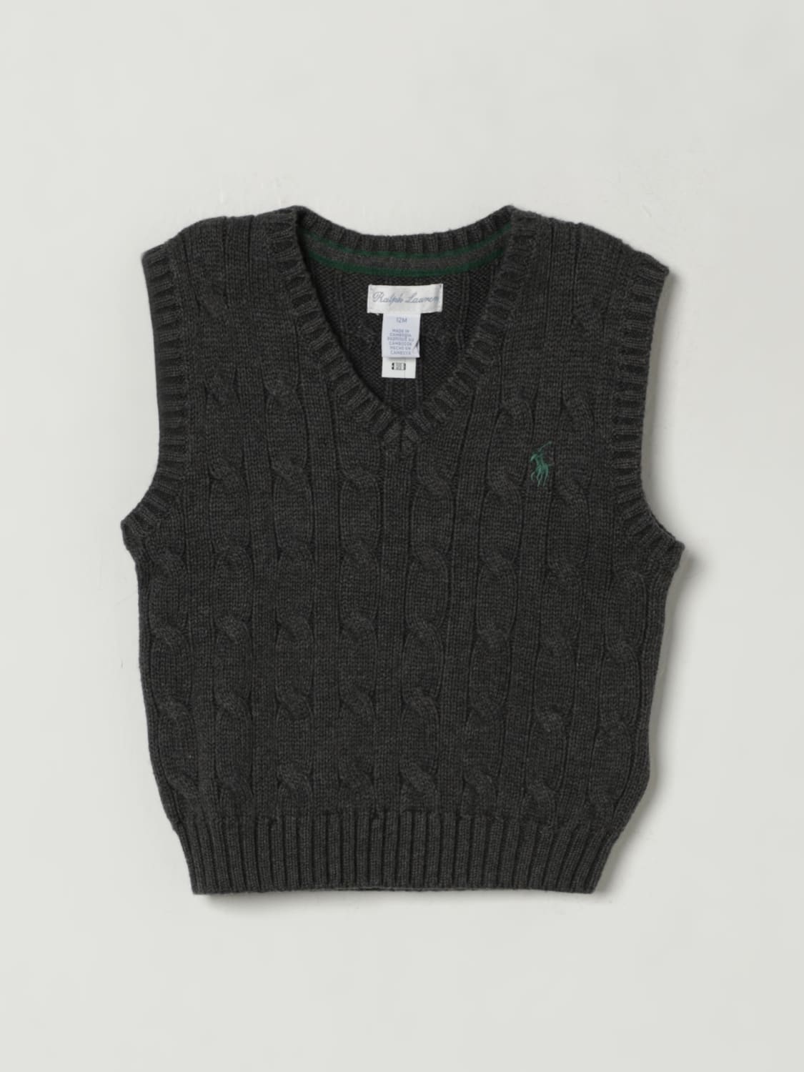 POLO RALPH LAUREN SWEATER: Vestcoat kids Polo Ralph Lauren, Grey - Img 1