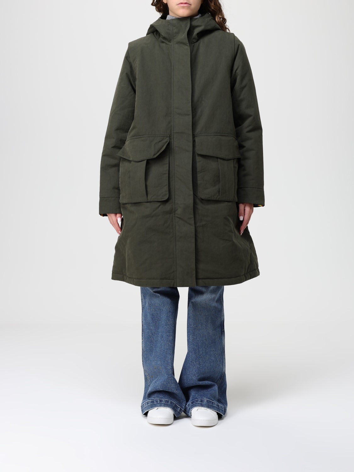 K-WAY COAT: Coat woman K-way, Olive - Img 1