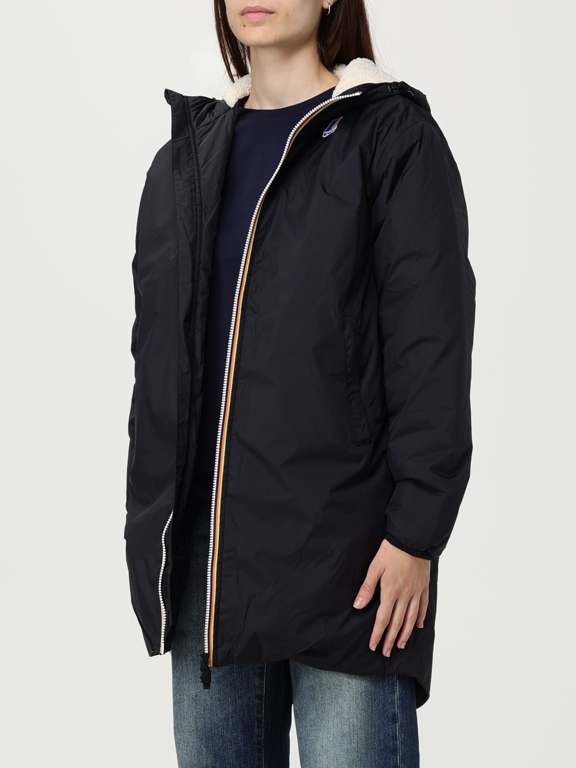 K-WAY GIACCA: Giubbotto con cappuccio K-Way in nylon , Nero - Img 3