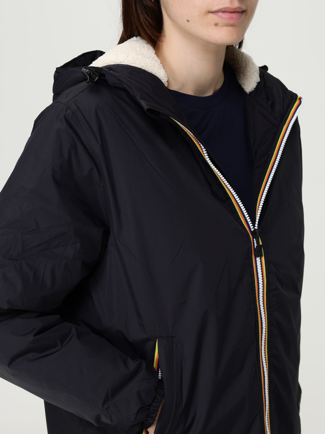 K-WAY GIACCA: Giubbotto con cappuccio K-Way in nylon , Nero - Img 4