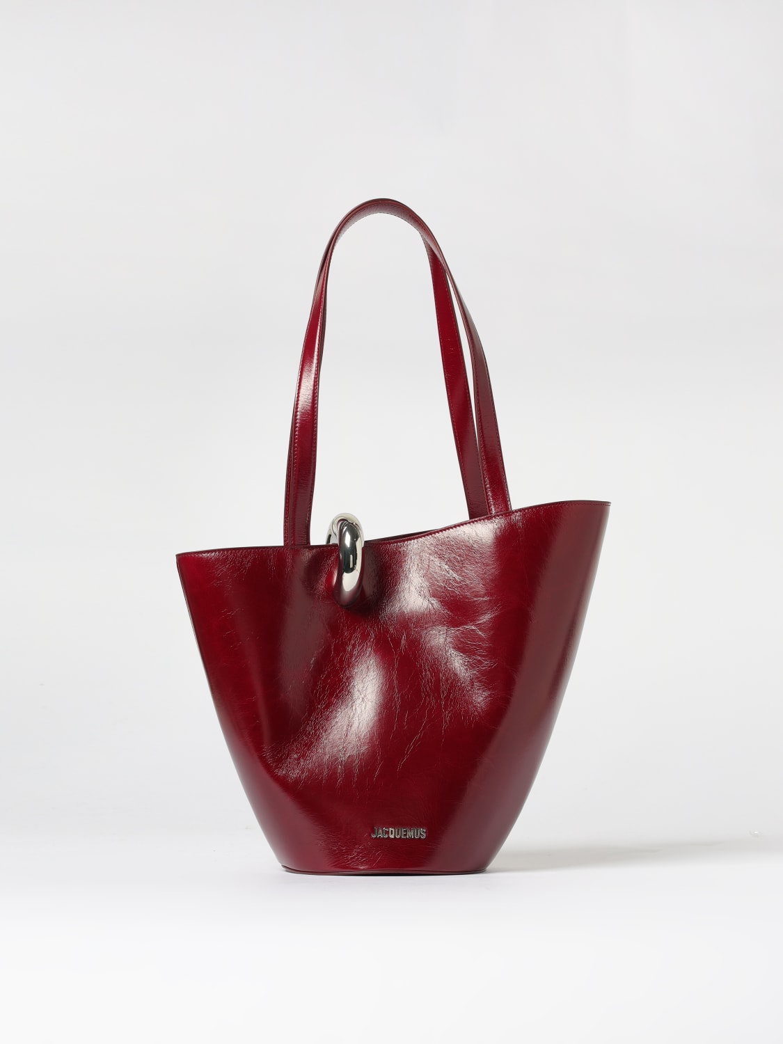 JACQUEMUS BORSA A SPALLA: Borsa Bambola Medium Jacquemus in pelle lucida , Viola - Img 1