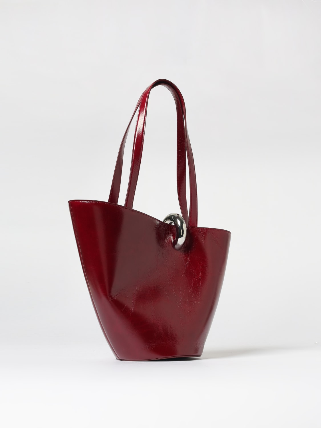 JACQUEMUS BORSA A SPALLA: Borsa Bambola Medium Jacquemus in pelle lucida , Viola - Img 3