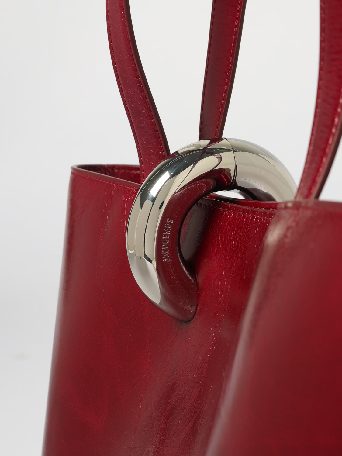 JACQUEMUS BORSA A SPALLA: Borsa Bambola Medium Jacquemus in pelle lucida , Viola - Img 4