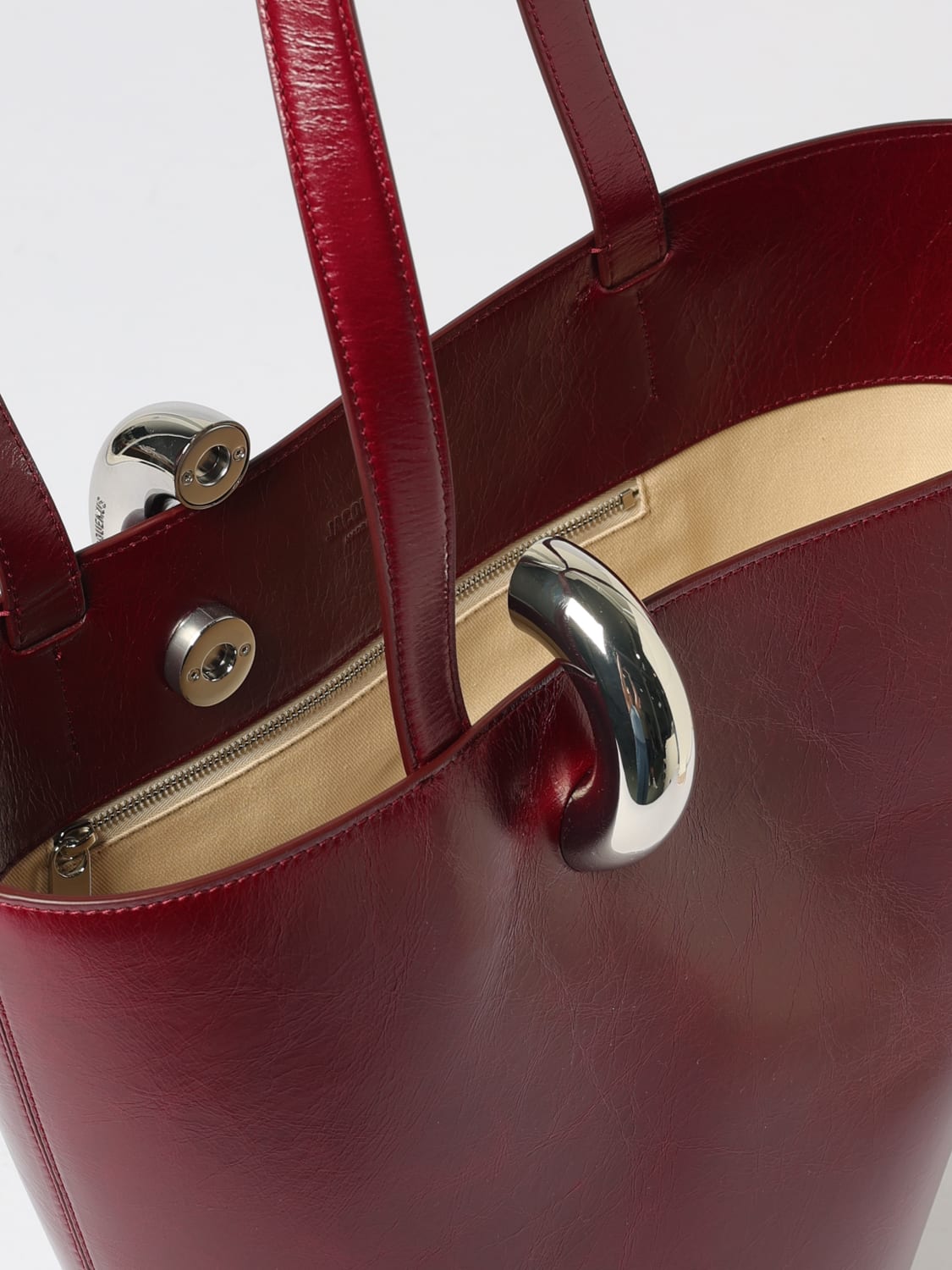 JACQUEMUS BORSA A SPALLA: Borsa Bambola Medium Jacquemus in pelle lucida , Viola - Img 5