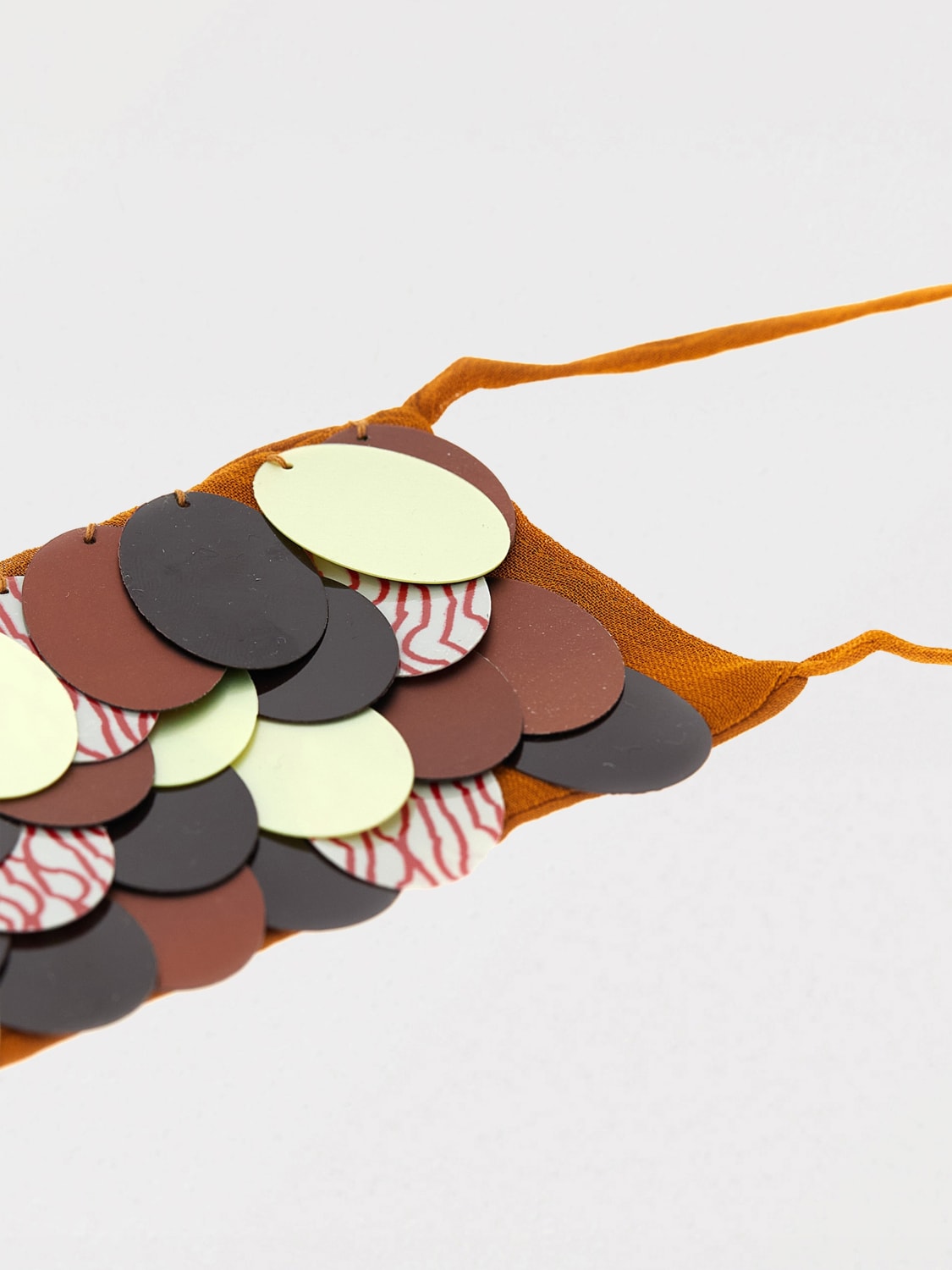 DRIES VAN NOTEN GIOIELLO: Collana Dries Van Noten in viscosa con paillettes ricamate , Marrone - Img 3